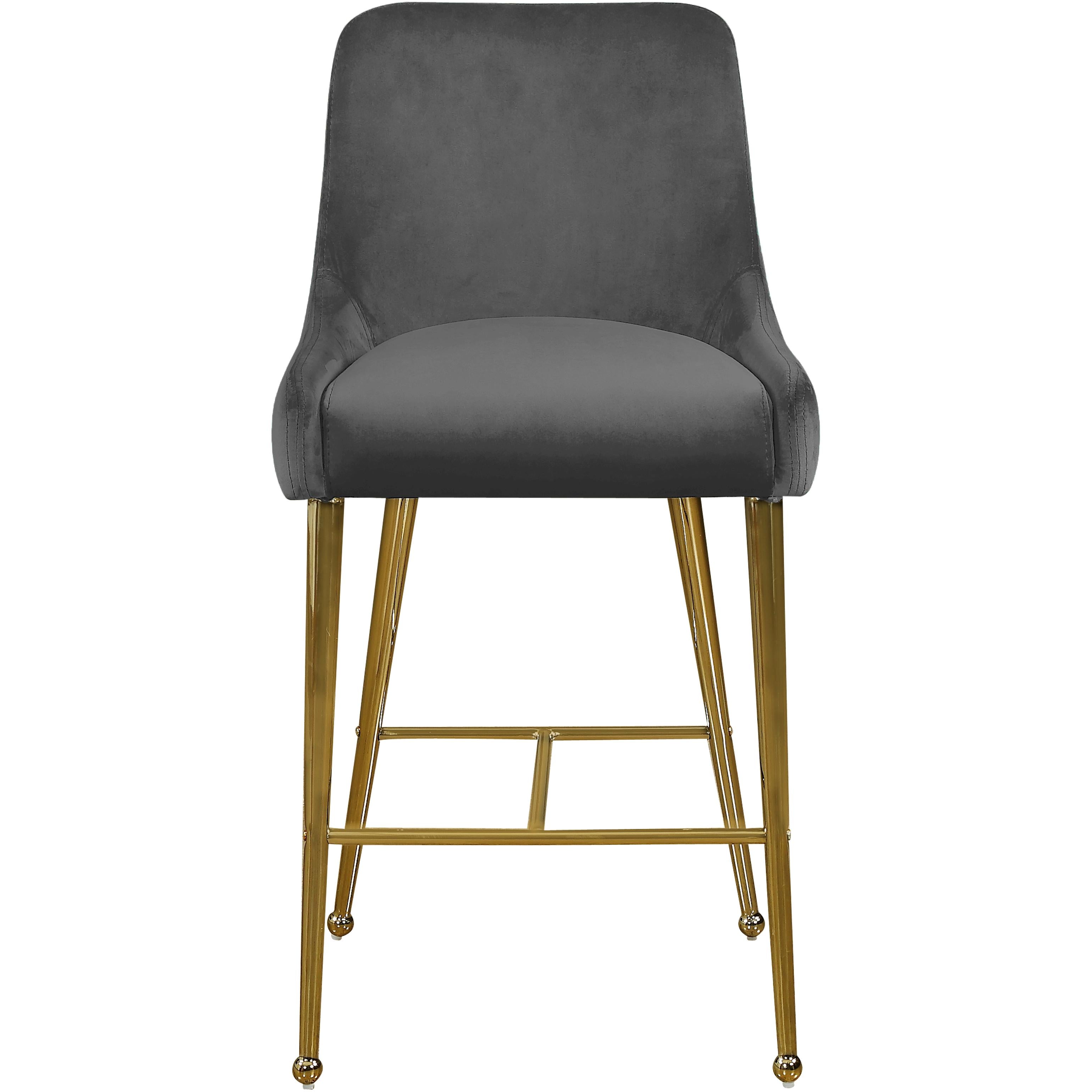 Meridian Owen Grey Velvet Stool