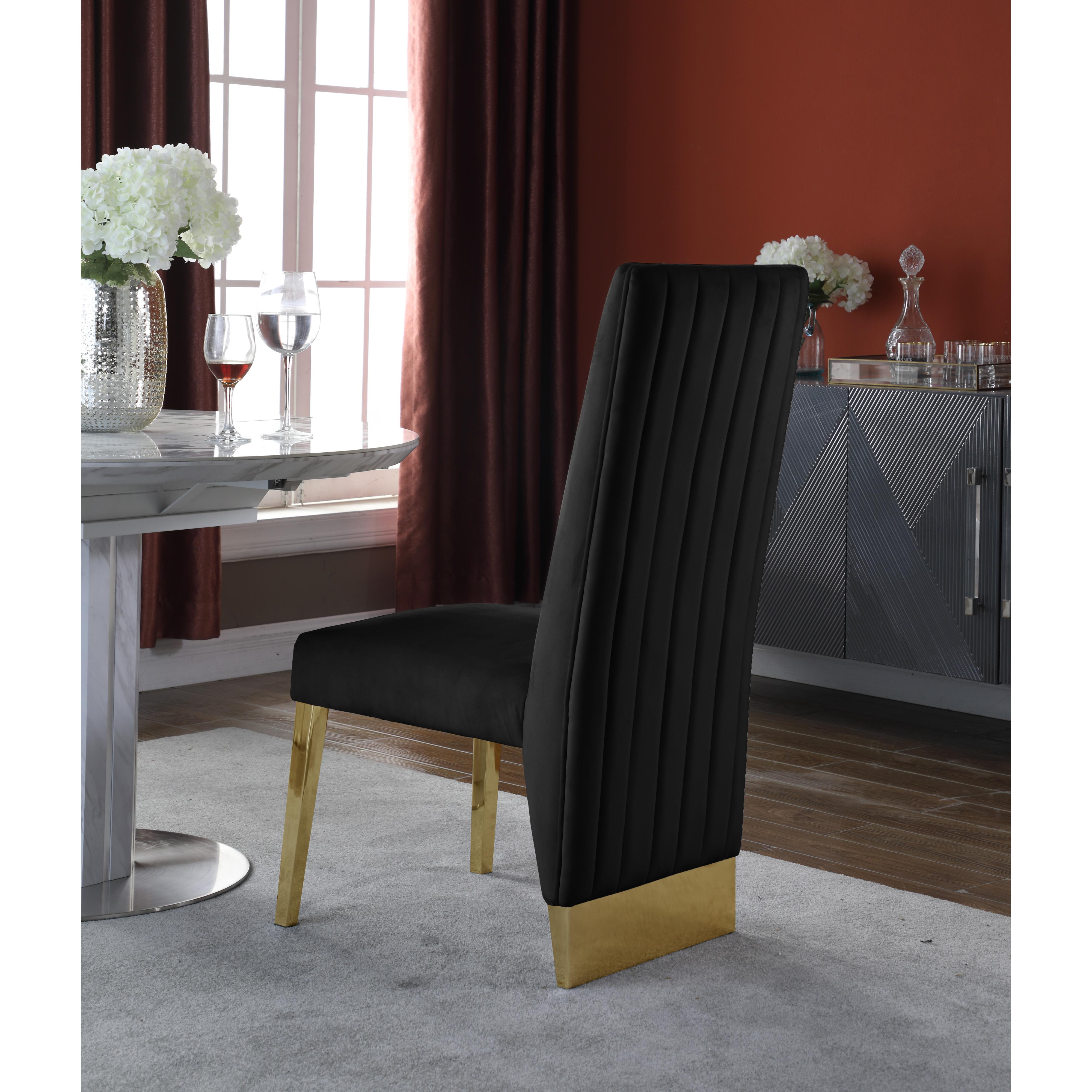 Meridian Porsha Black Velvet Dining Chair