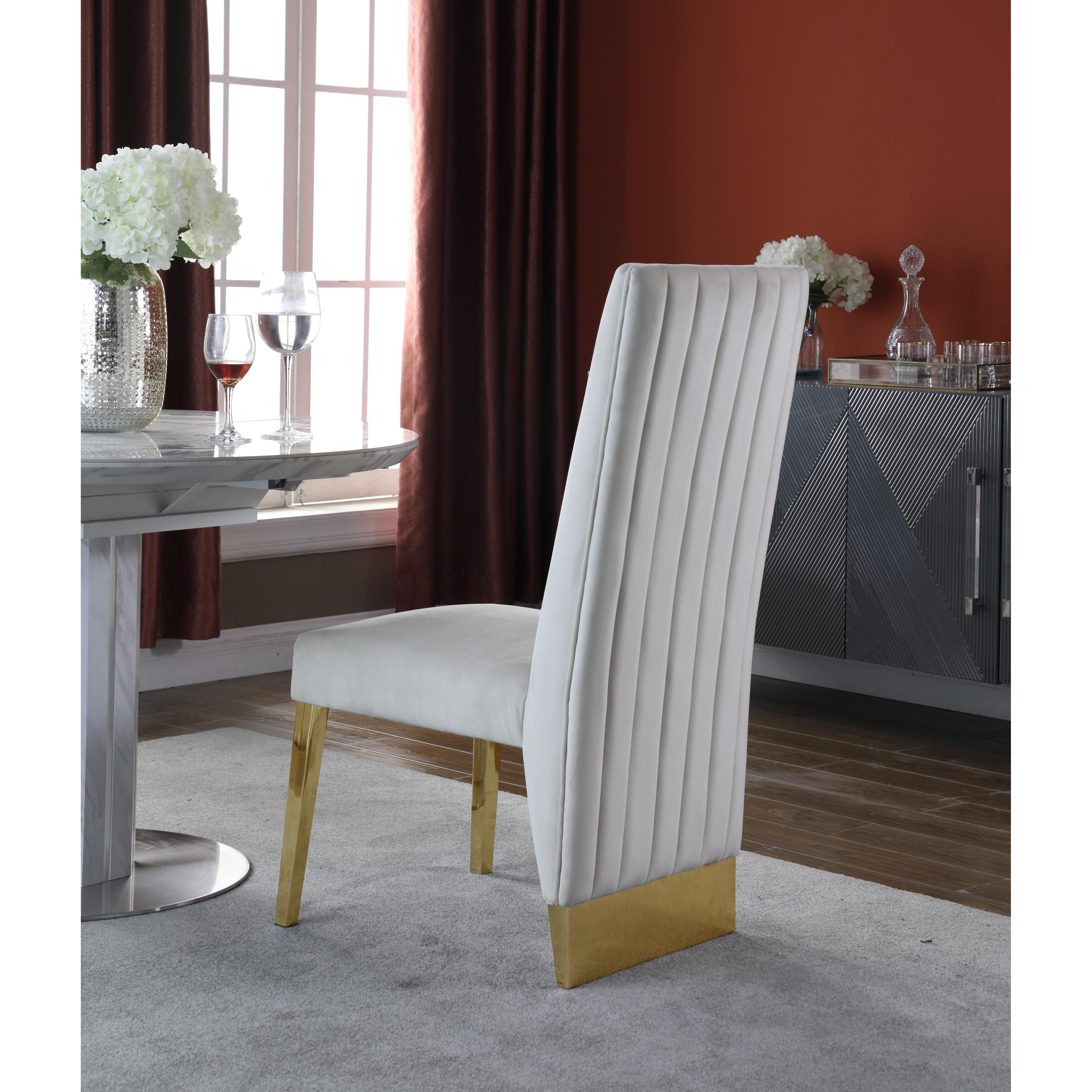 Meridian Porsha Cream Velvet Dining Chair