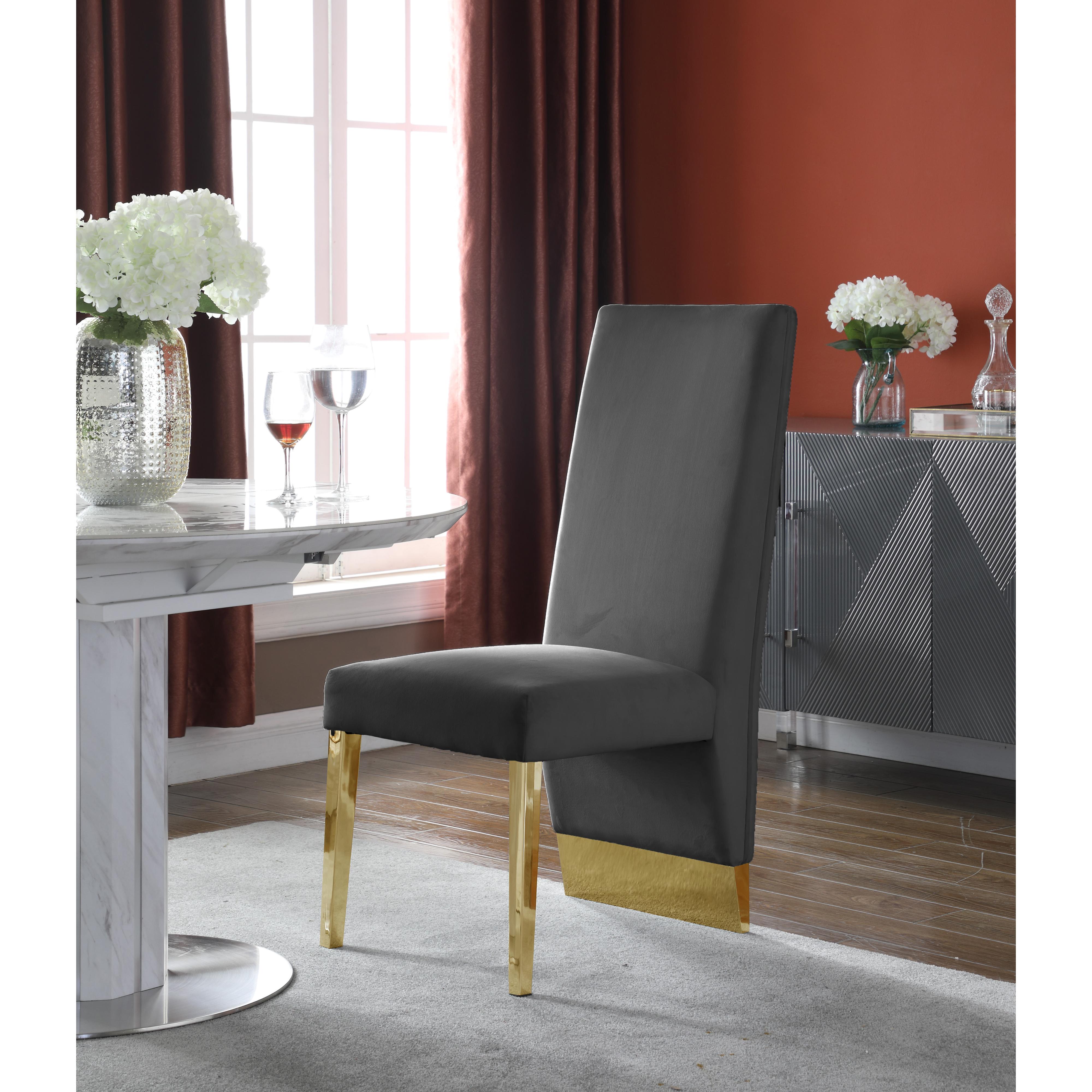 Meridian Porsha Grey Velvet Dining Chair