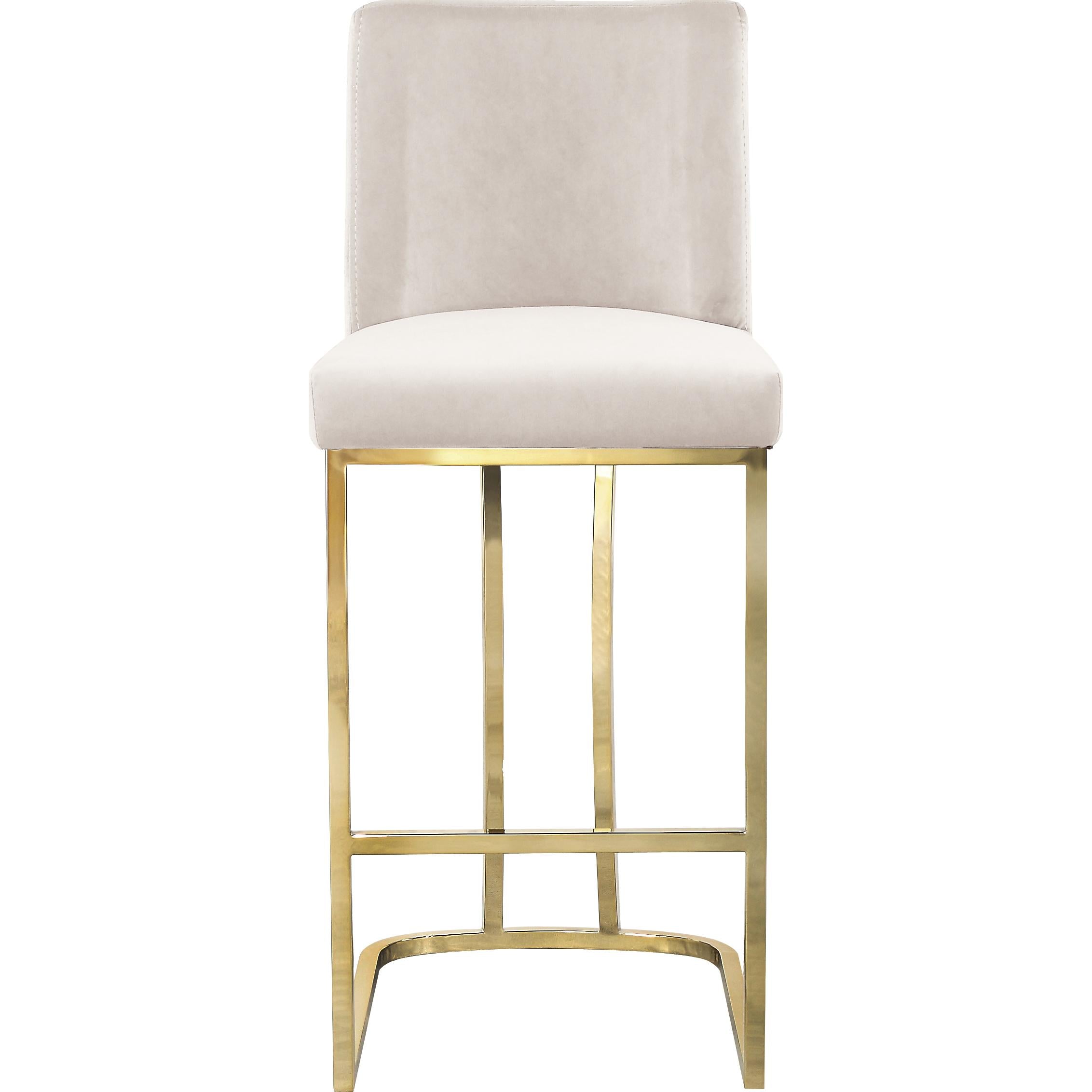 Meridian Heidi Cream Velvet Stool