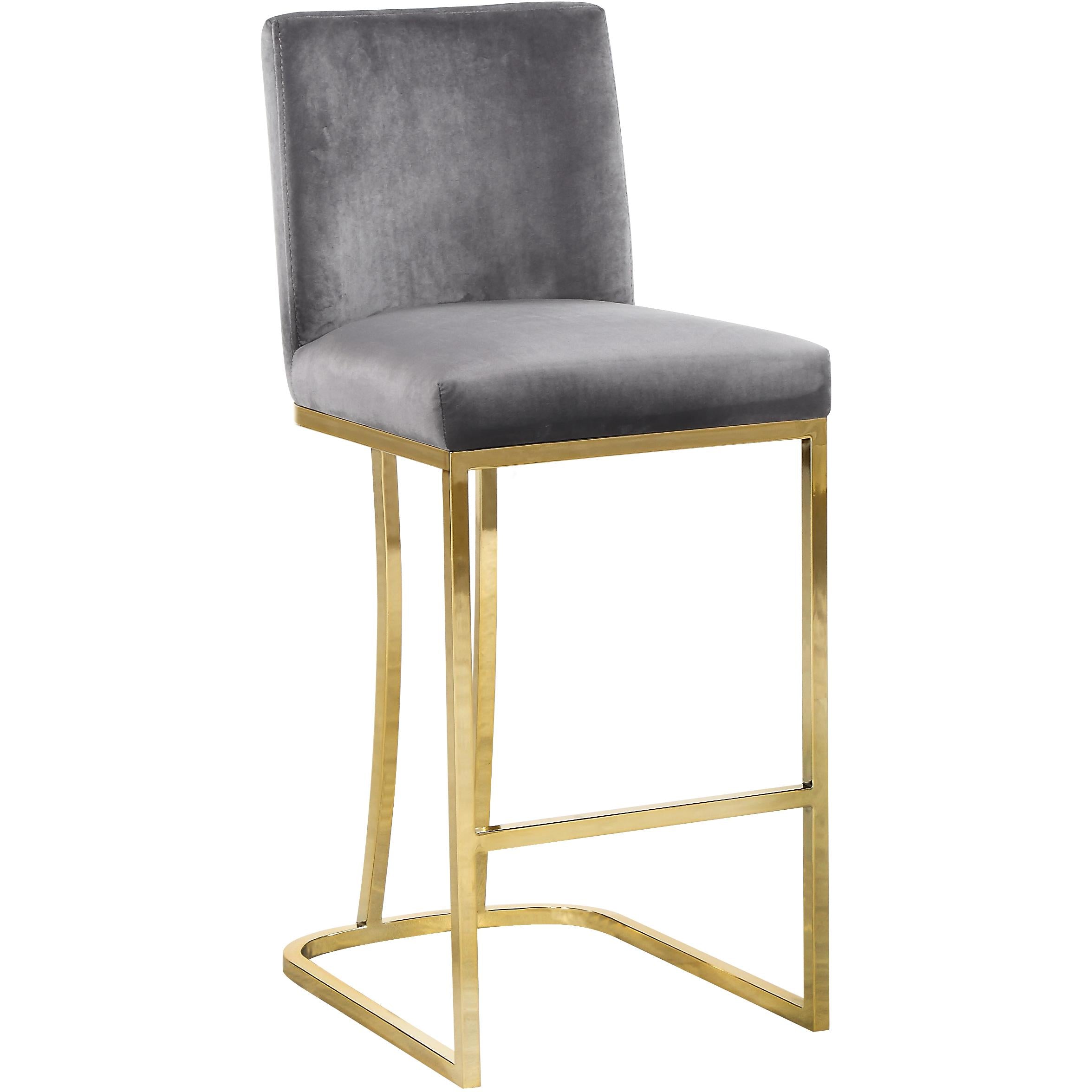 Meridian Heidi Grey Velvet Stool