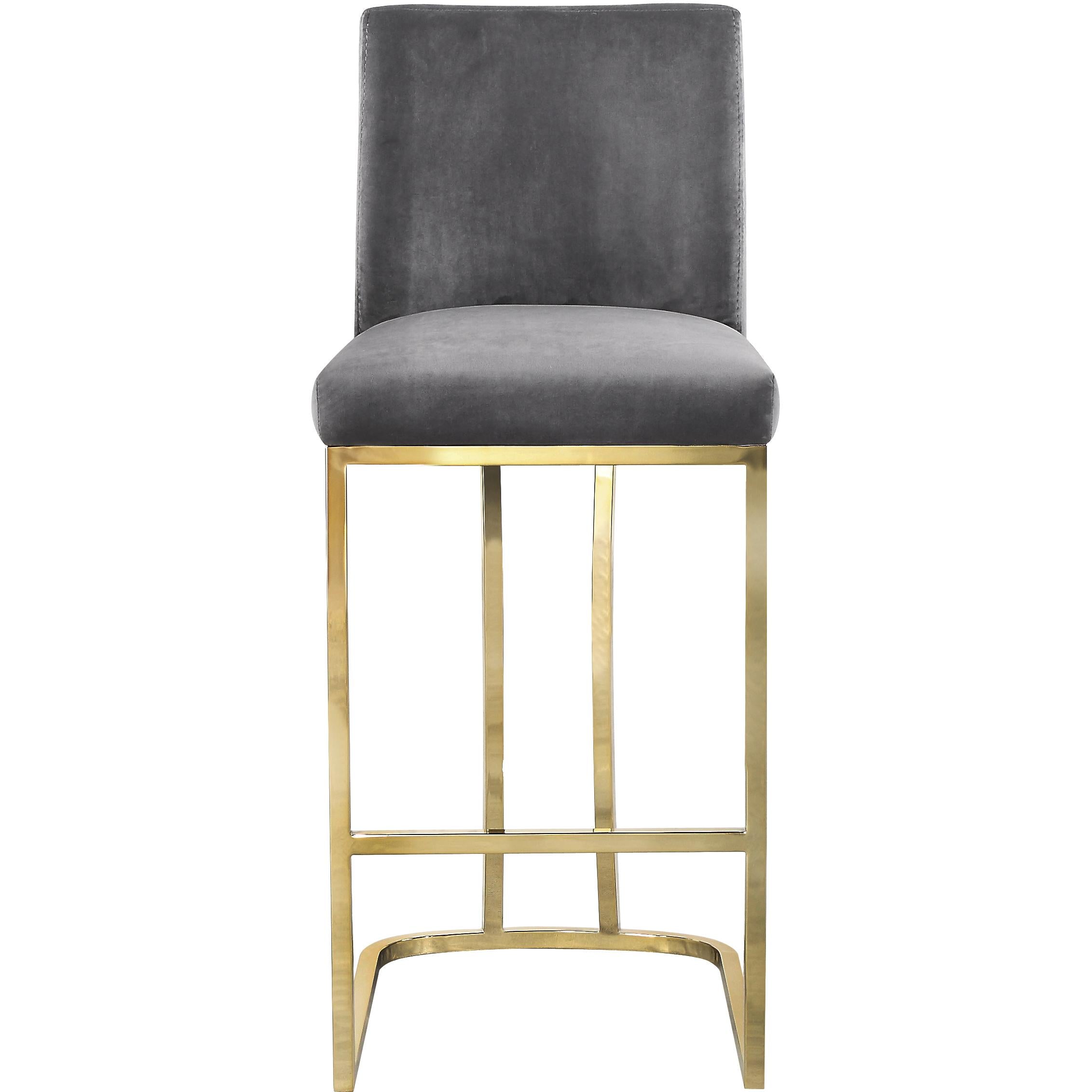 Meridian Heidi Grey Velvet Stool