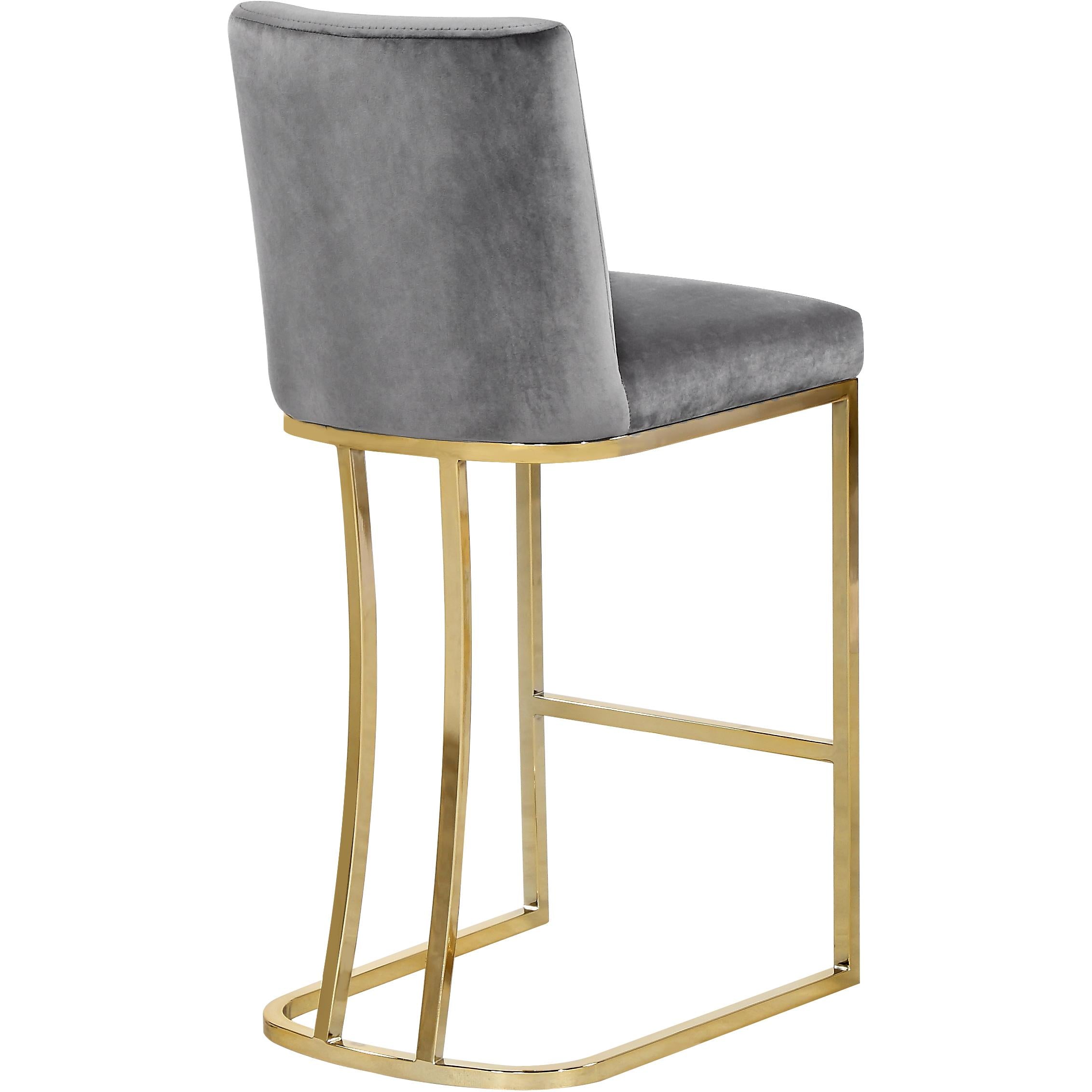 Meridian Heidi Grey Velvet Stool