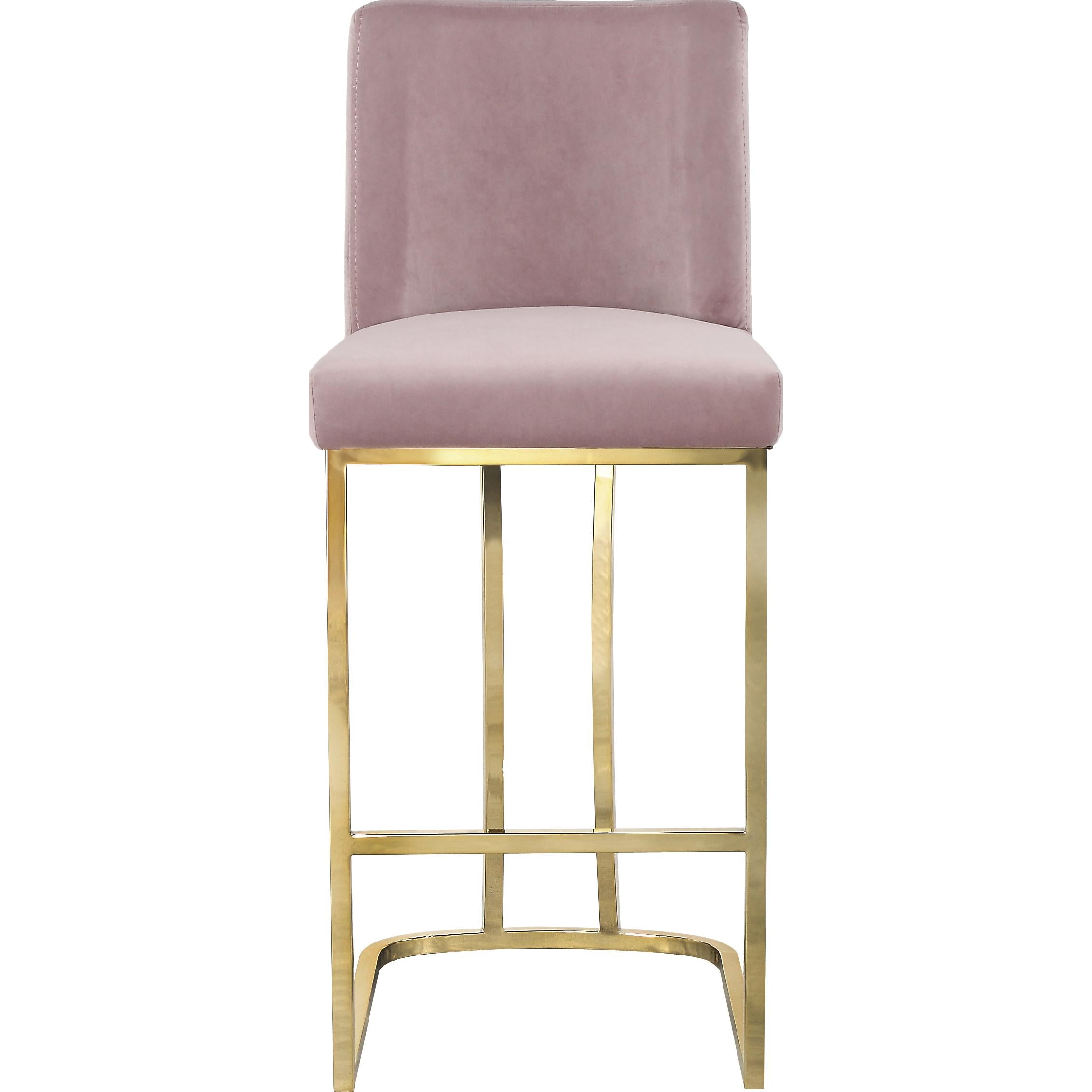 Meridian Heidi Pink Velvet Stool