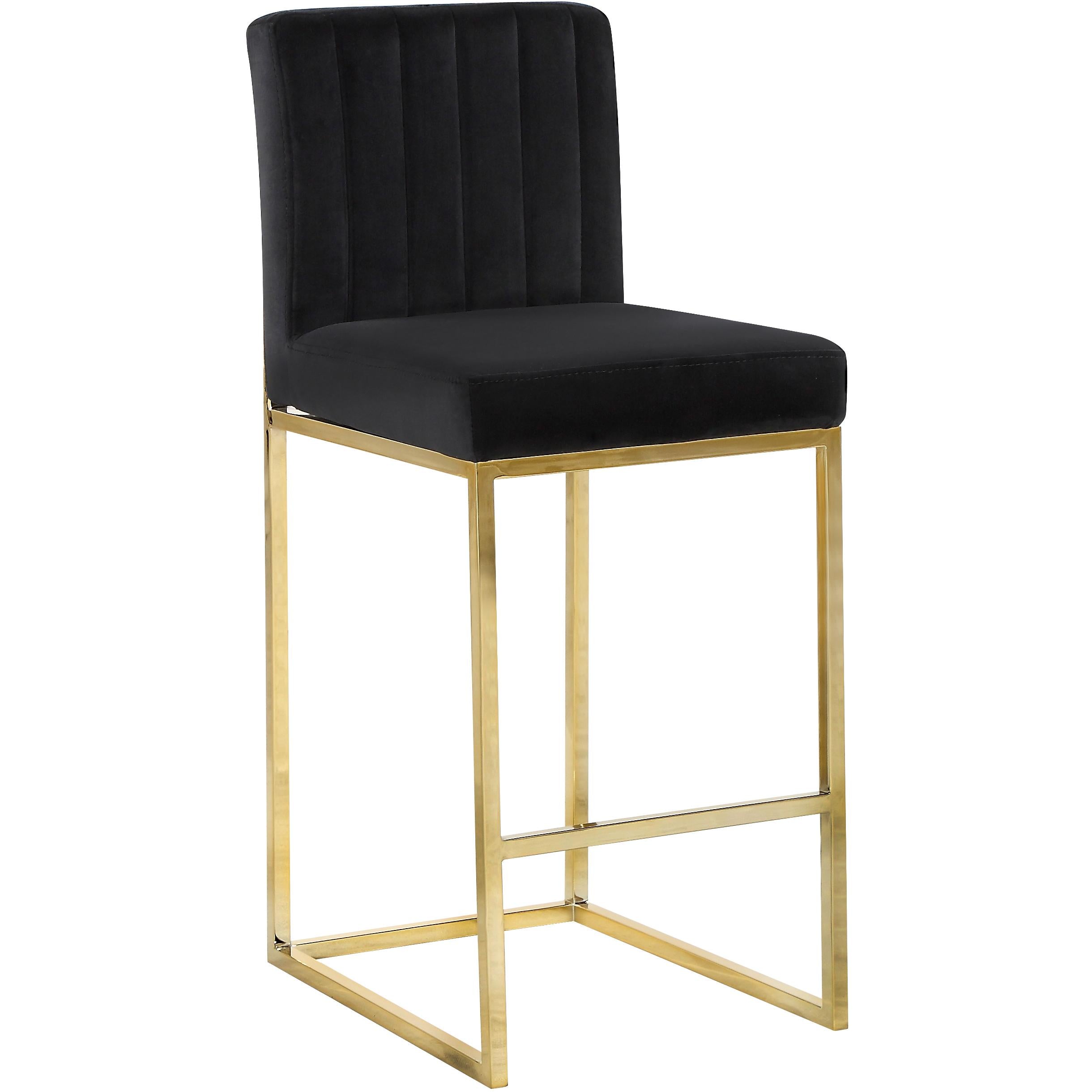 Meridian Giselle Black Velvet Stool