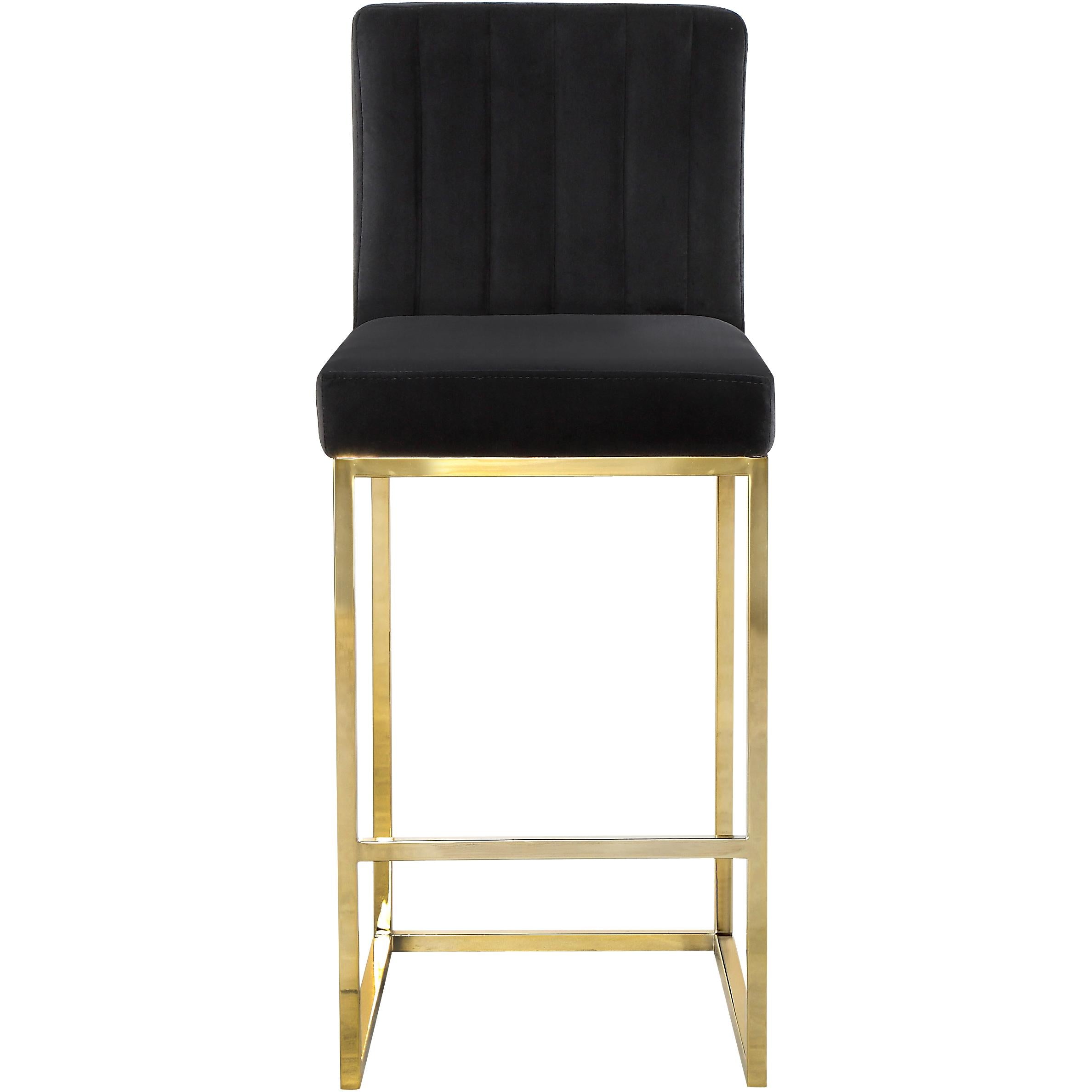 Meridian Giselle Black Velvet Stool