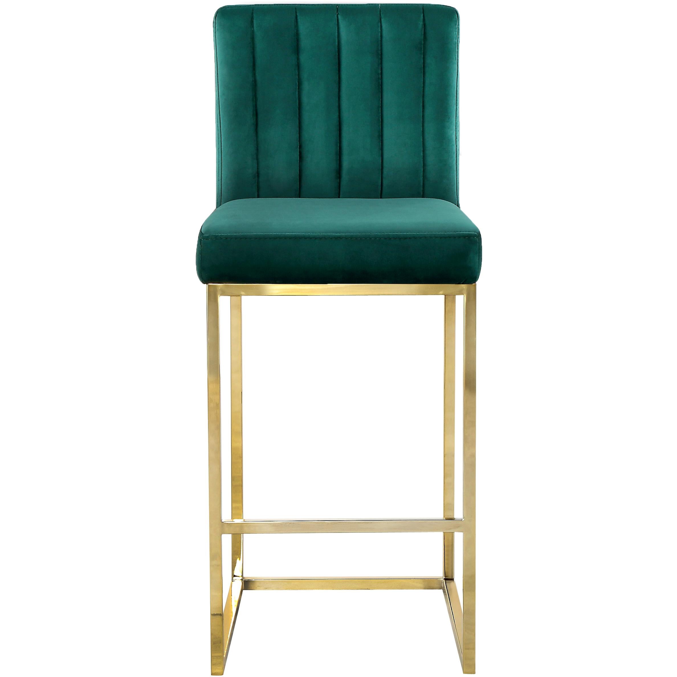 Meridian Giselle Green Velvet Stool