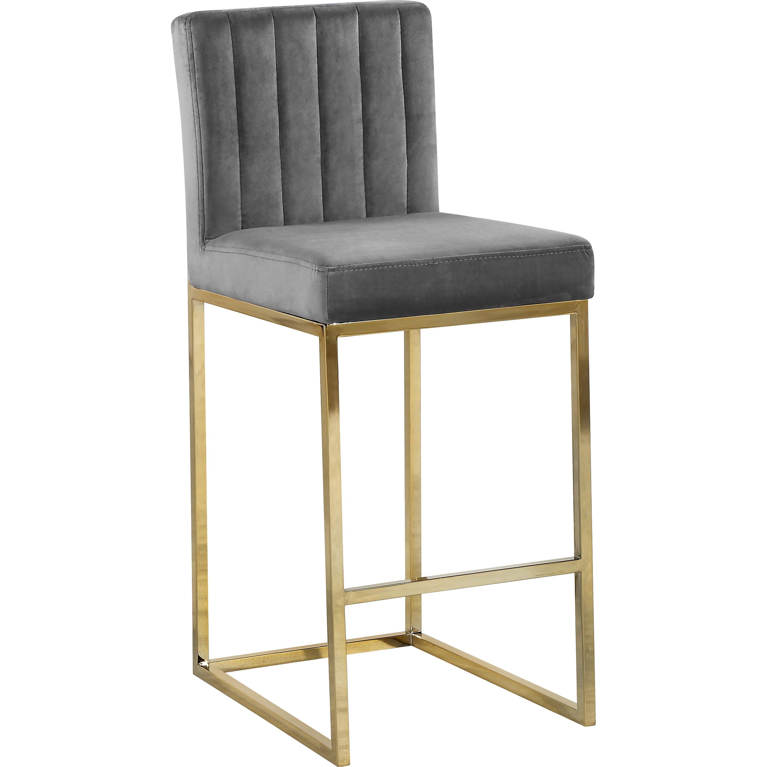 Meridian Giselle Grey Velvet Stool