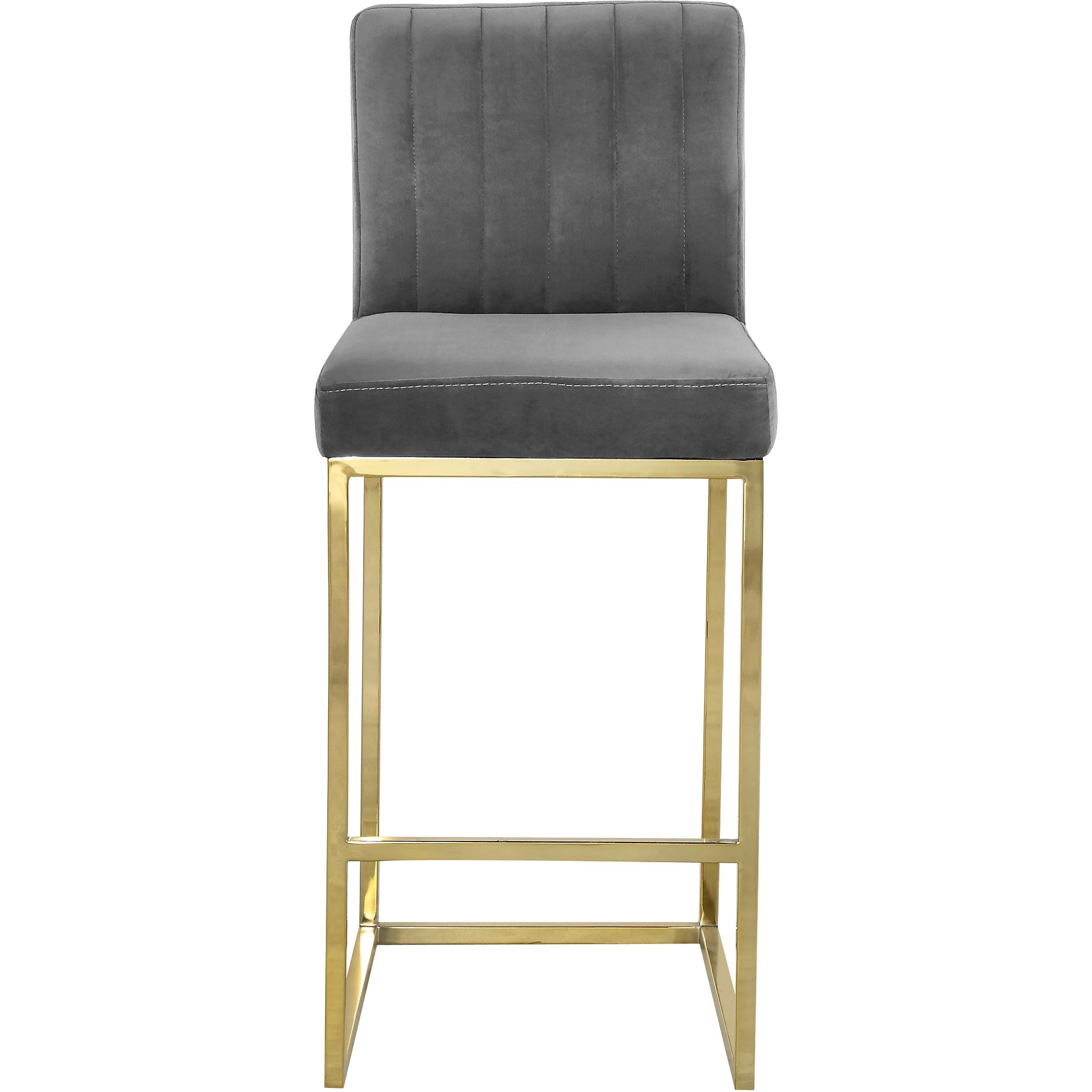 Meridian Giselle Grey Velvet Stool