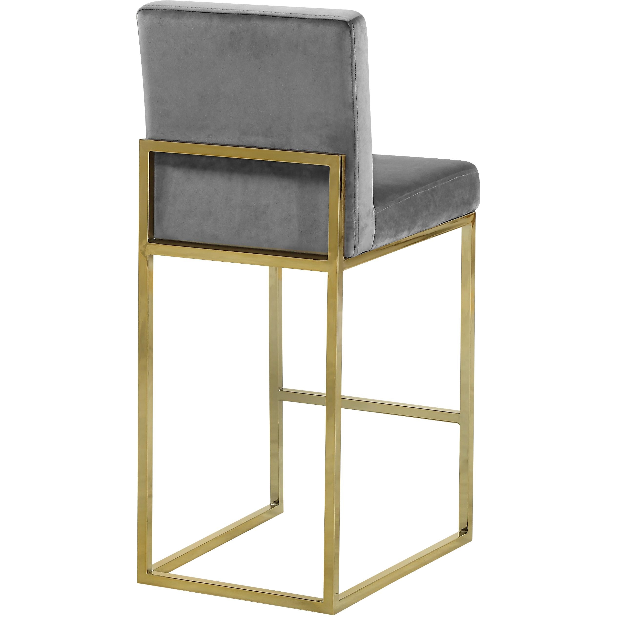 Meridian Giselle Grey Velvet Stool