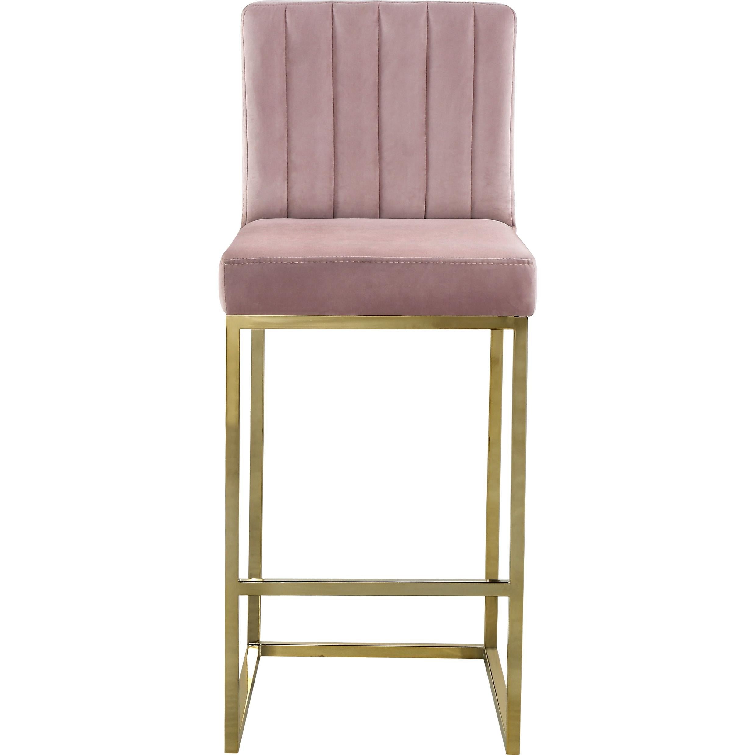 Meridian Giselle Pink Velvet Stool
