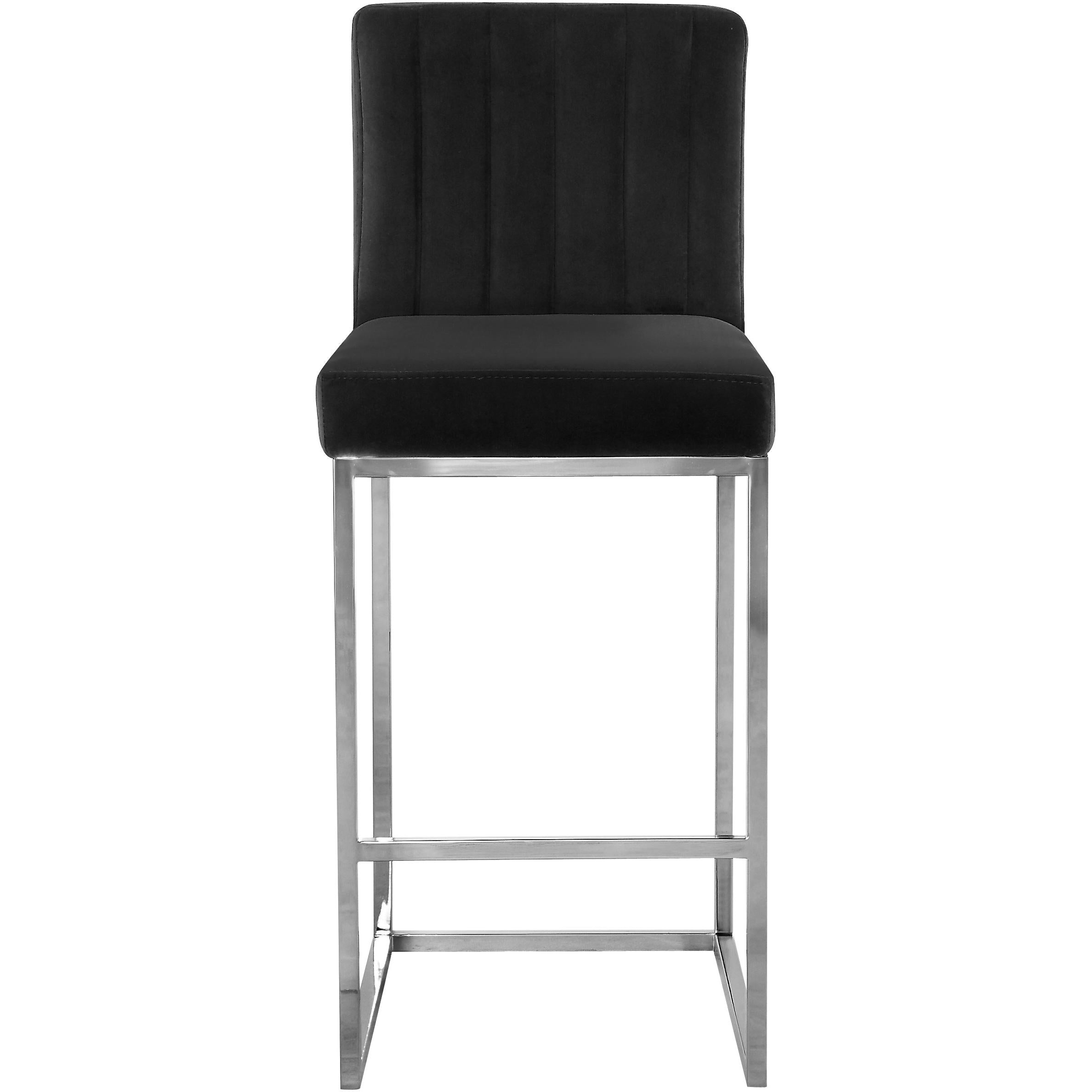 Meridian Giselle Black Velvet Stool