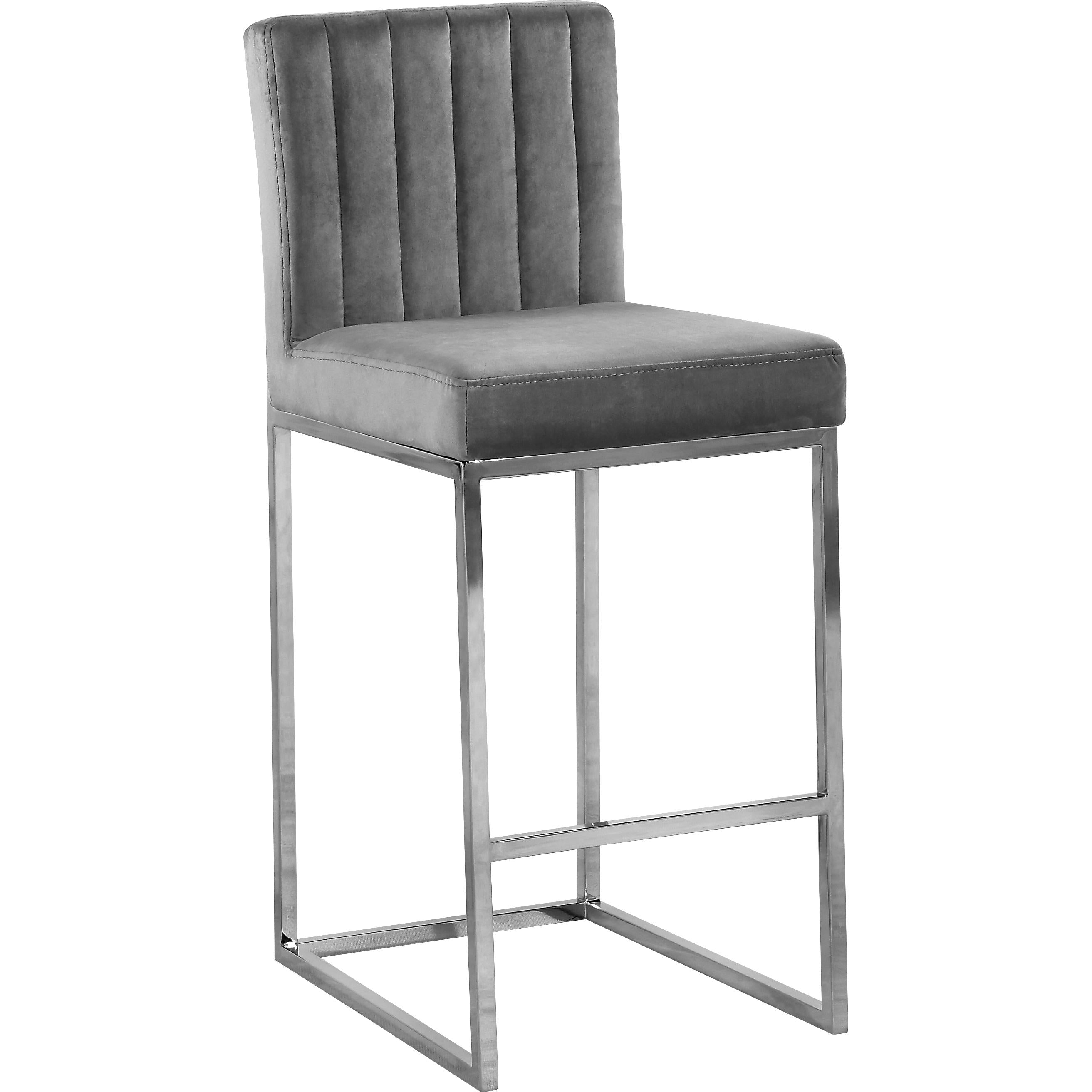 Meridian Giselle Grey Velvet Stool