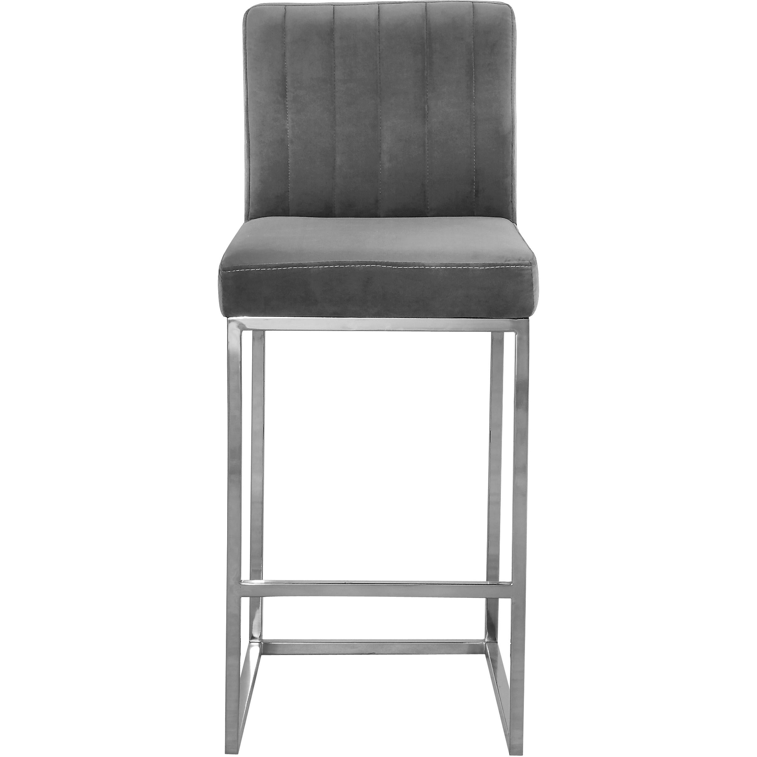 Meridian Giselle Grey Velvet Stool