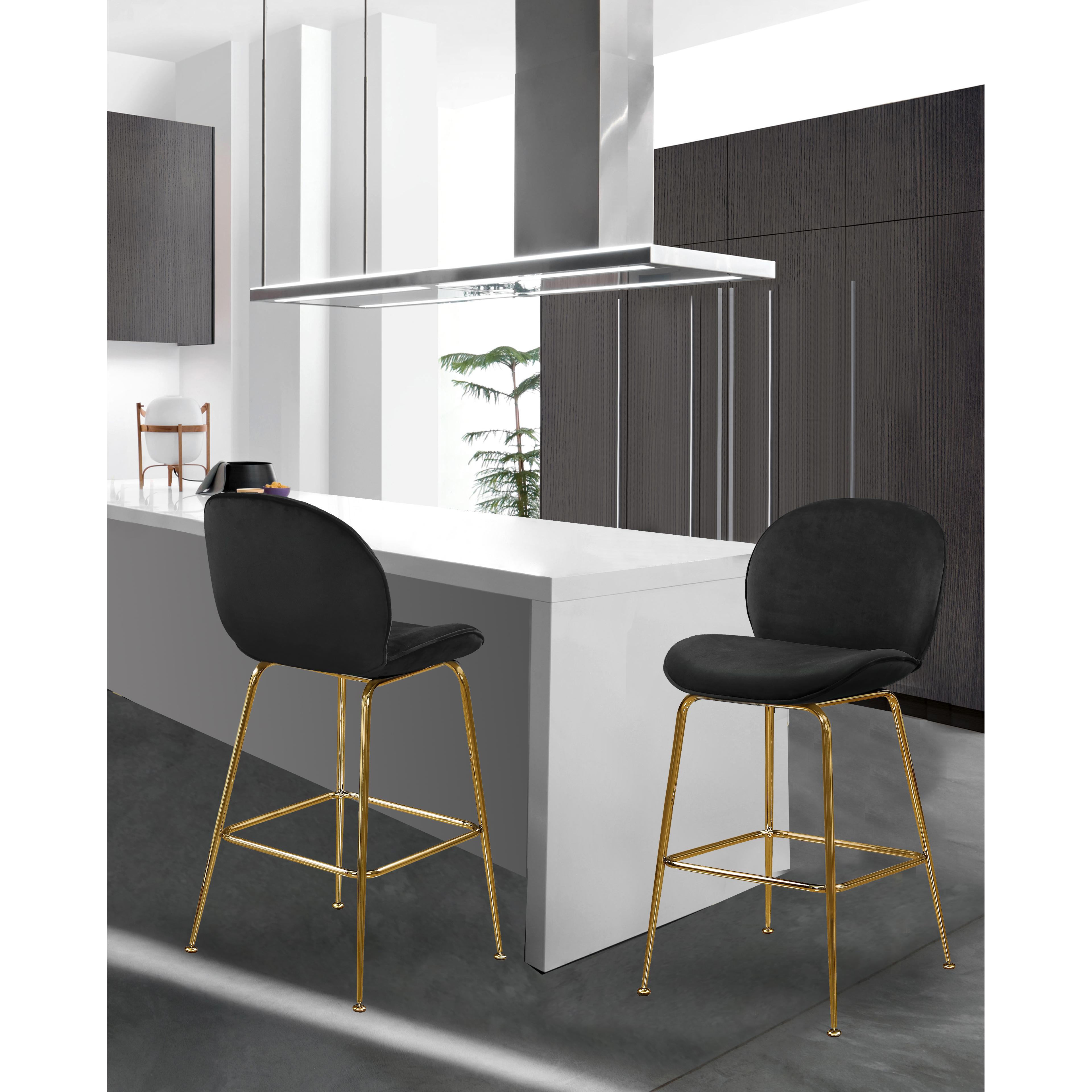 Meridian Paris Black Velvet Stool