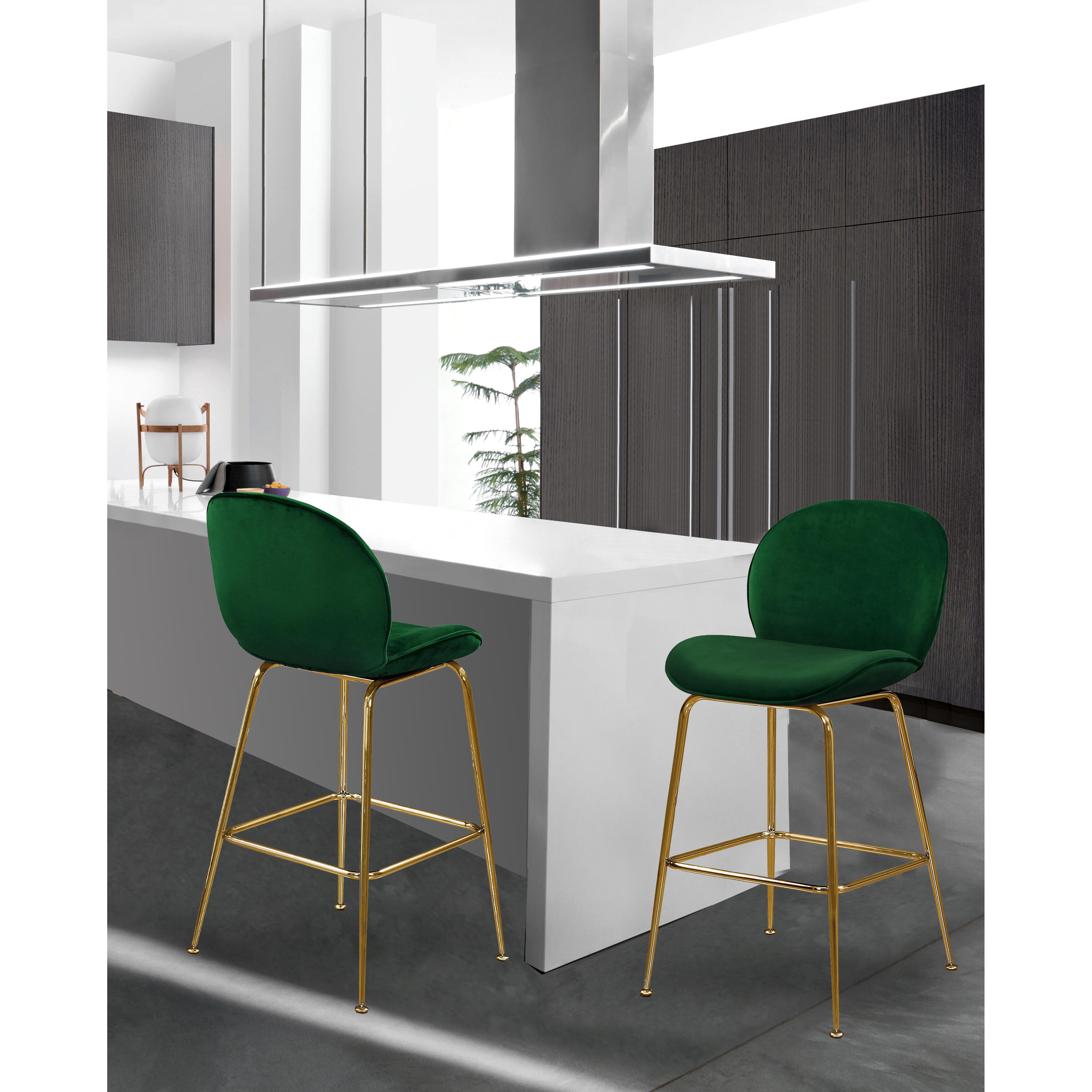 Meridian Paris Green Velvet Stool