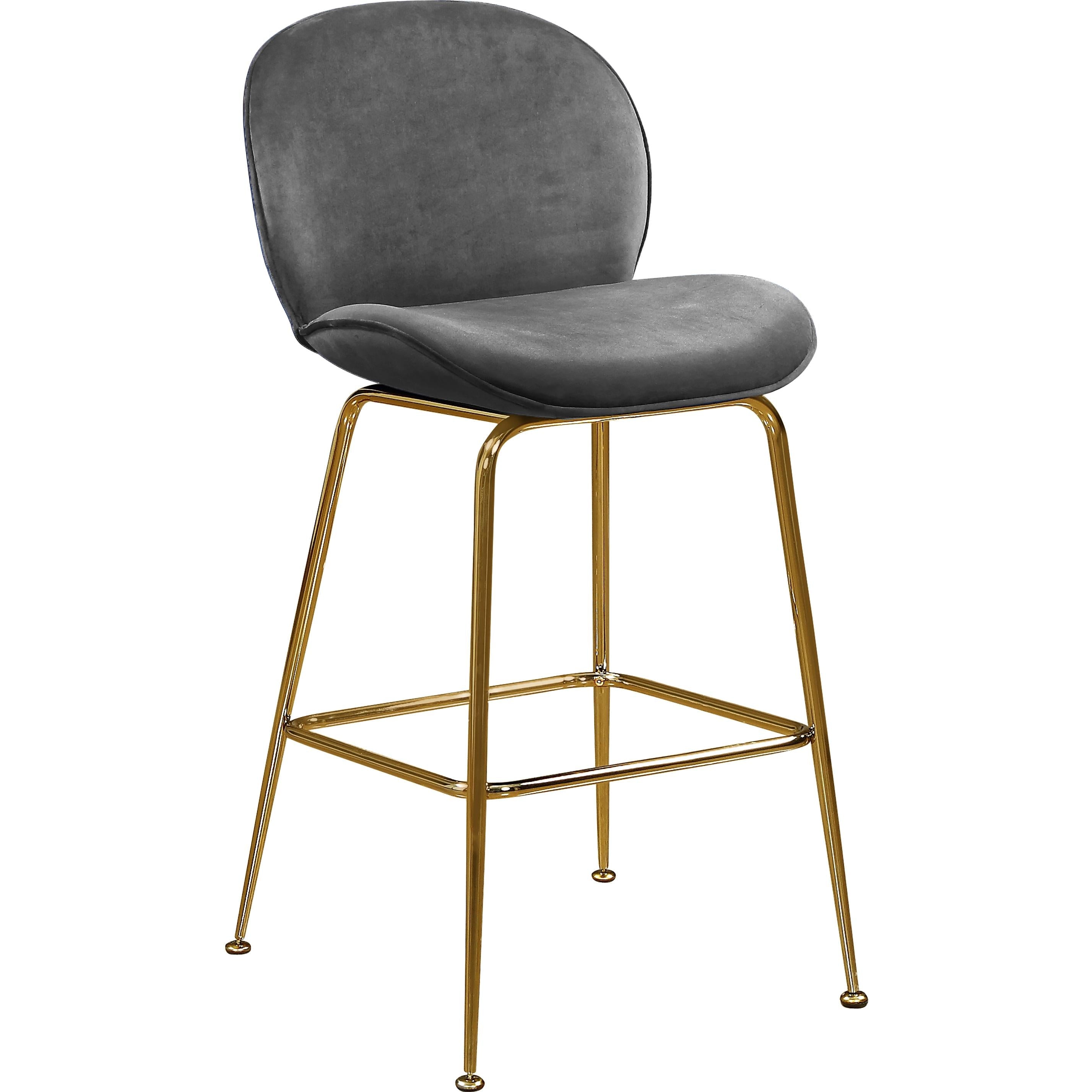 Meridian Paris Grey Velvet Stool