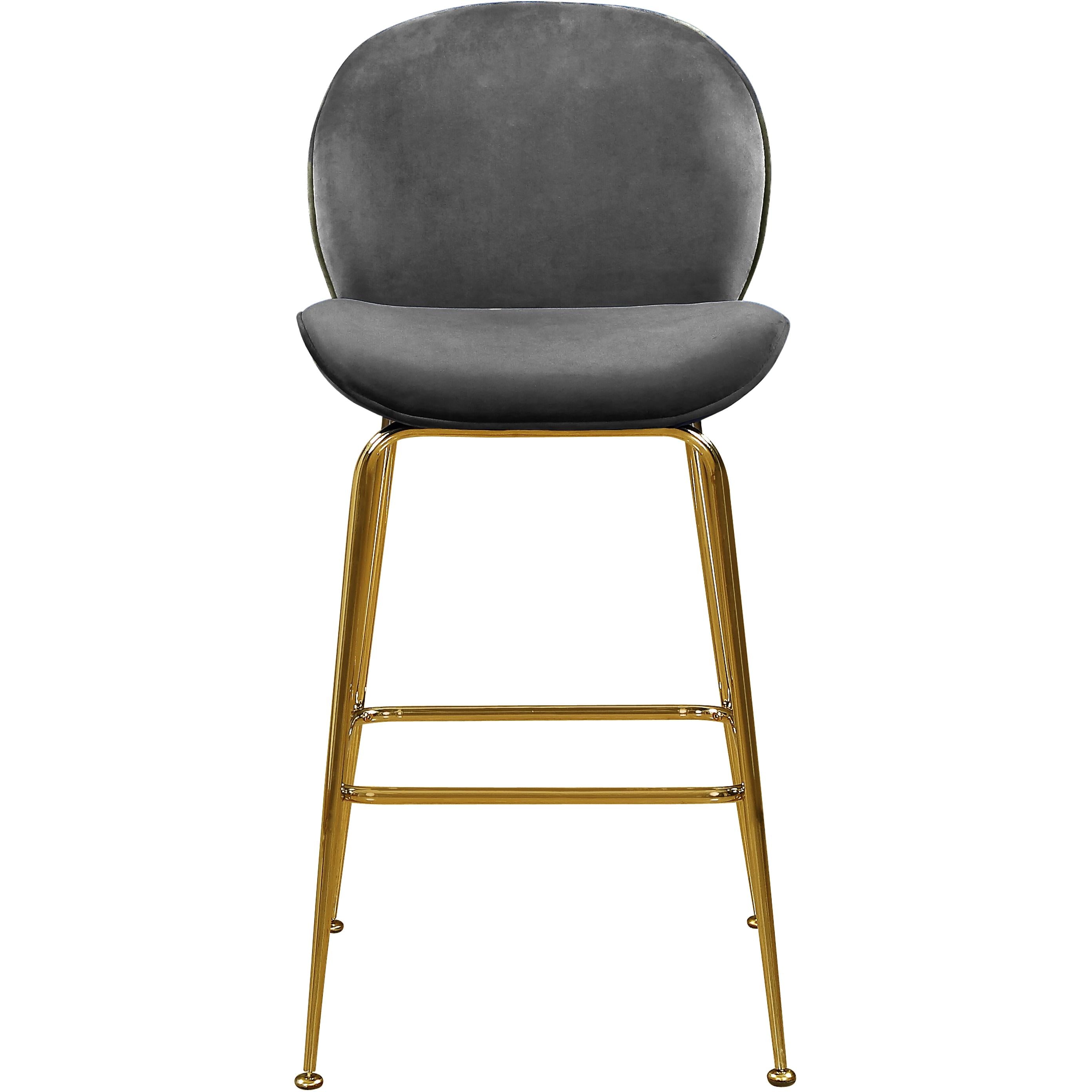 Meridian Paris Grey Velvet Stool