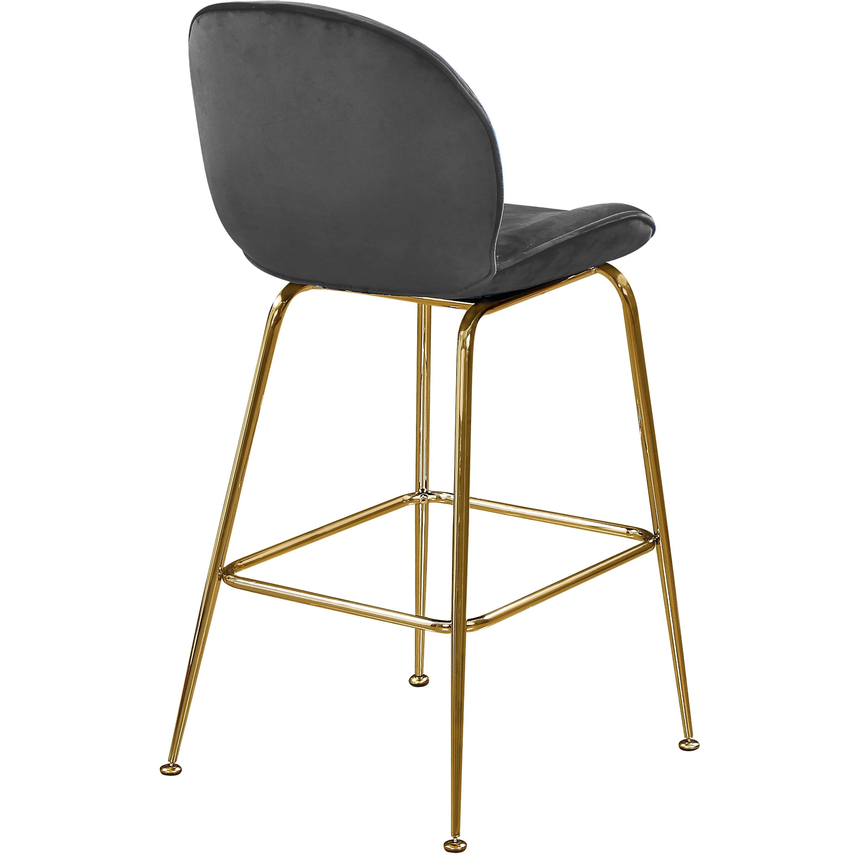 Meridian Paris Grey Velvet Stool