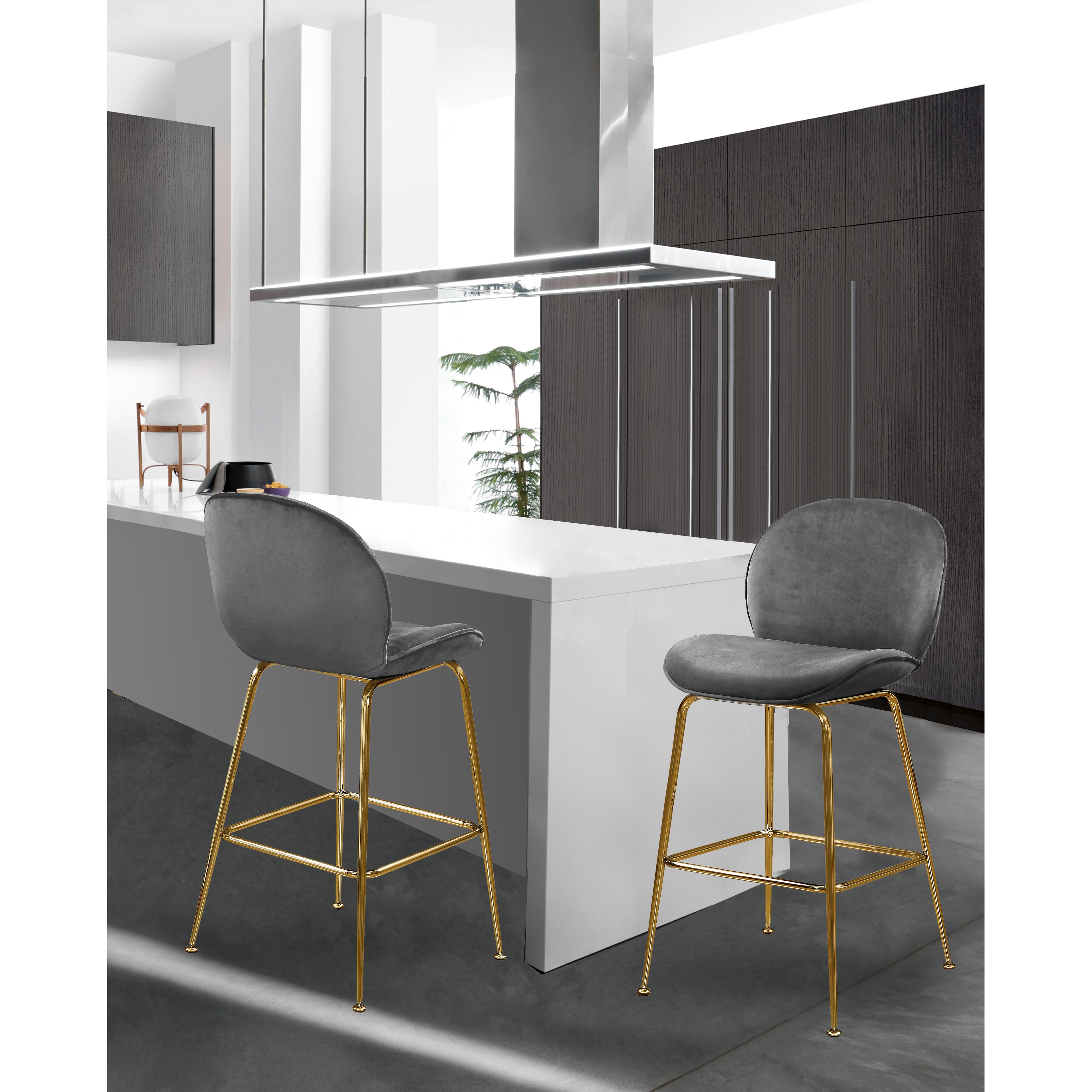 Meridian Paris Grey Velvet Stool