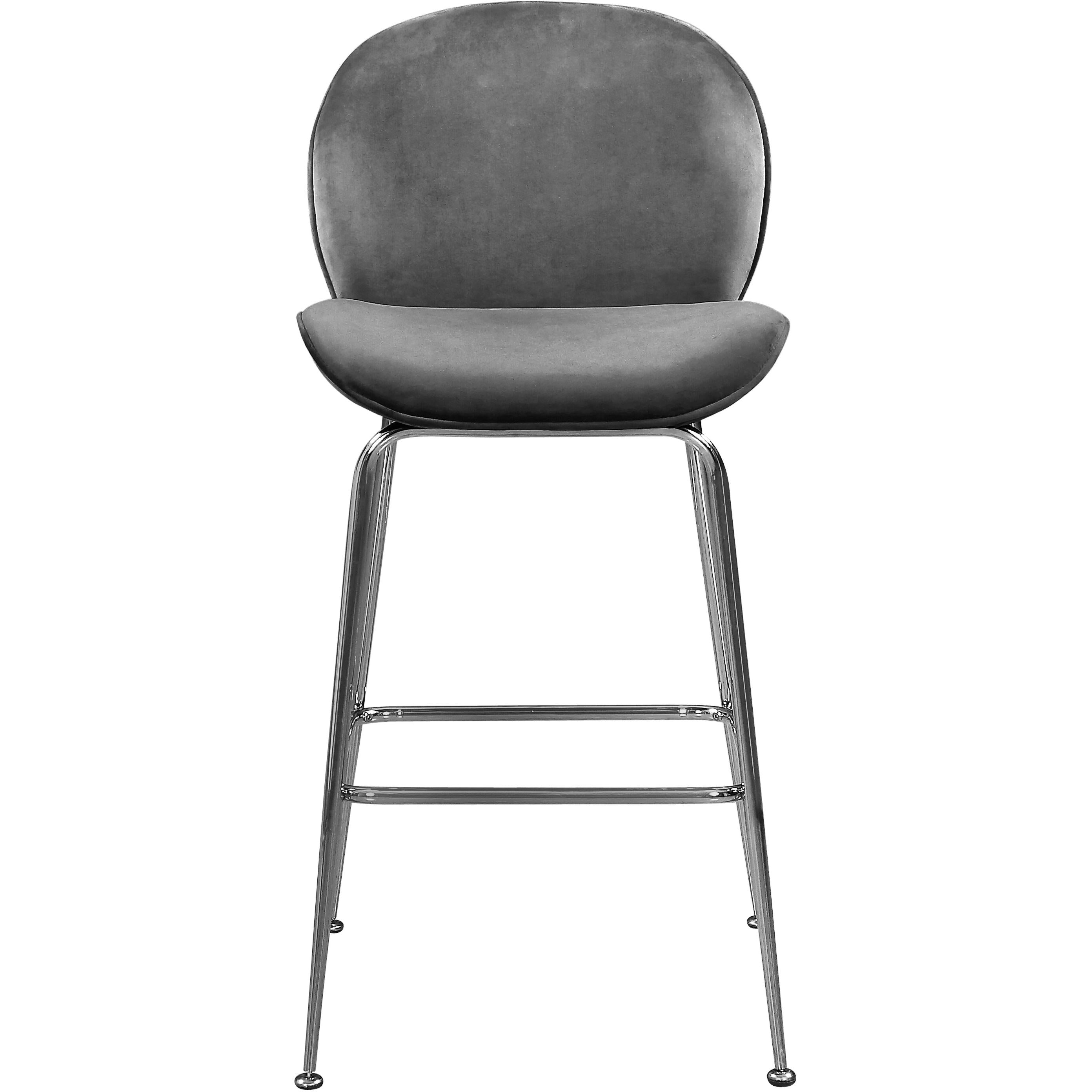 Meridian Paris Grey Velvet Stool