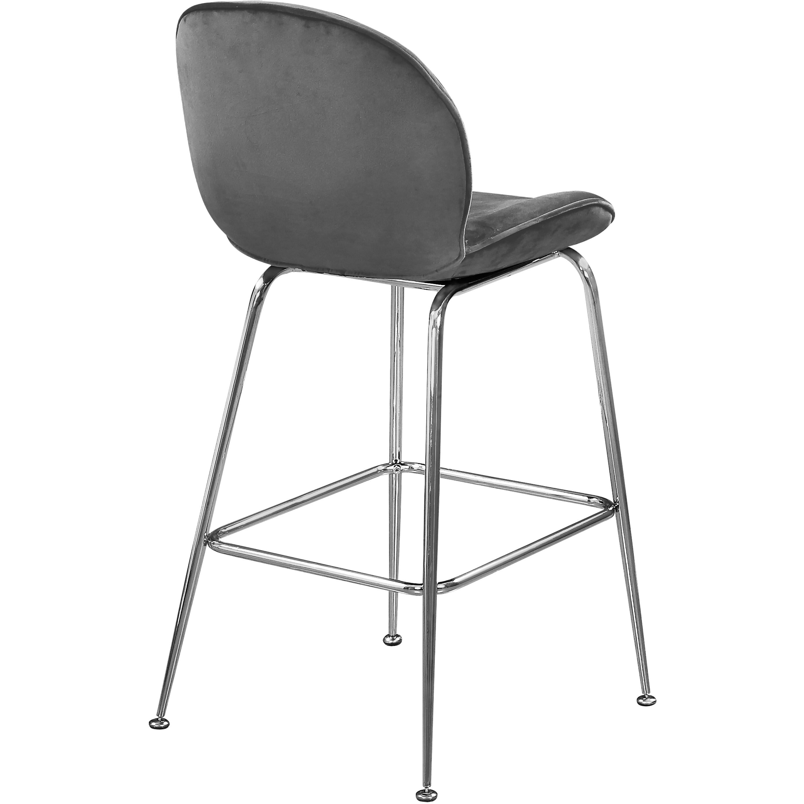 Meridian Paris Grey Velvet Stool