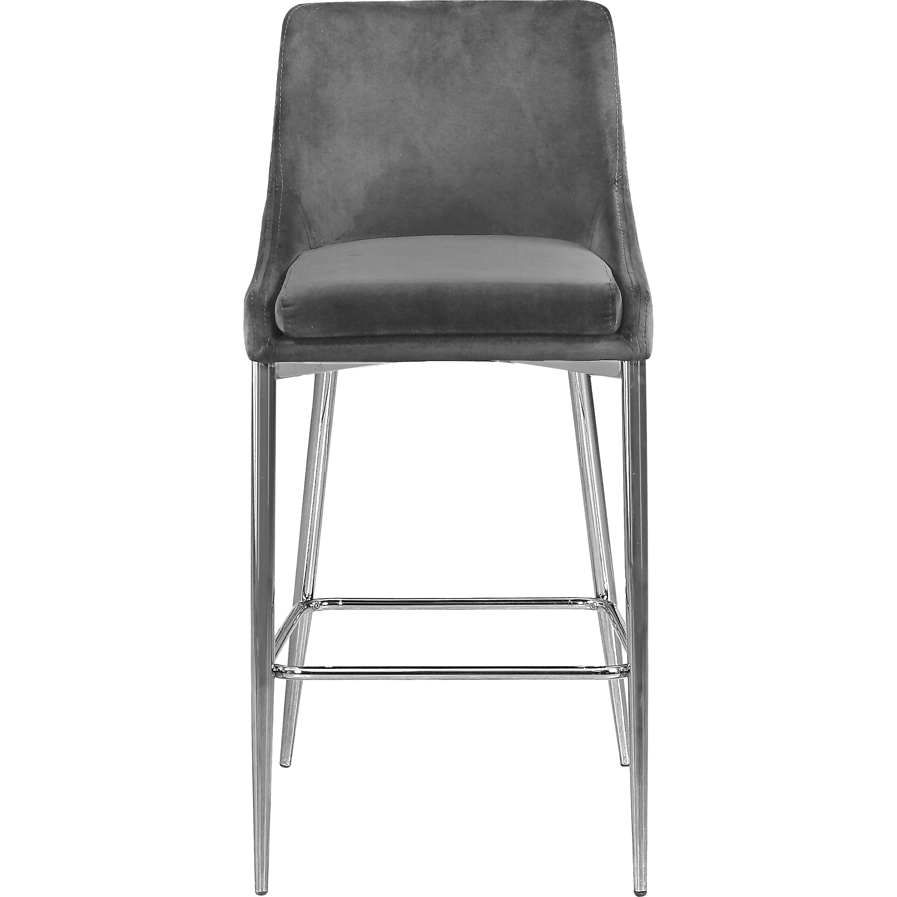 Meridian Karina Grey Velvet Stool