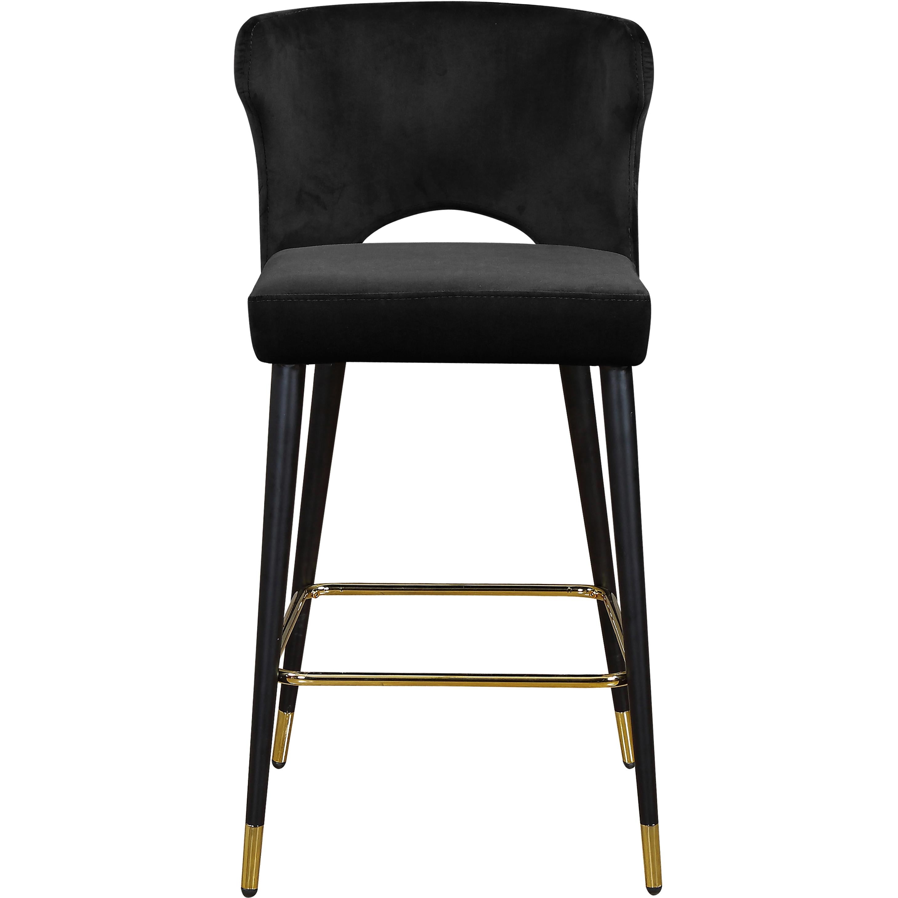 Meridian Kelly Black Velvet Stool