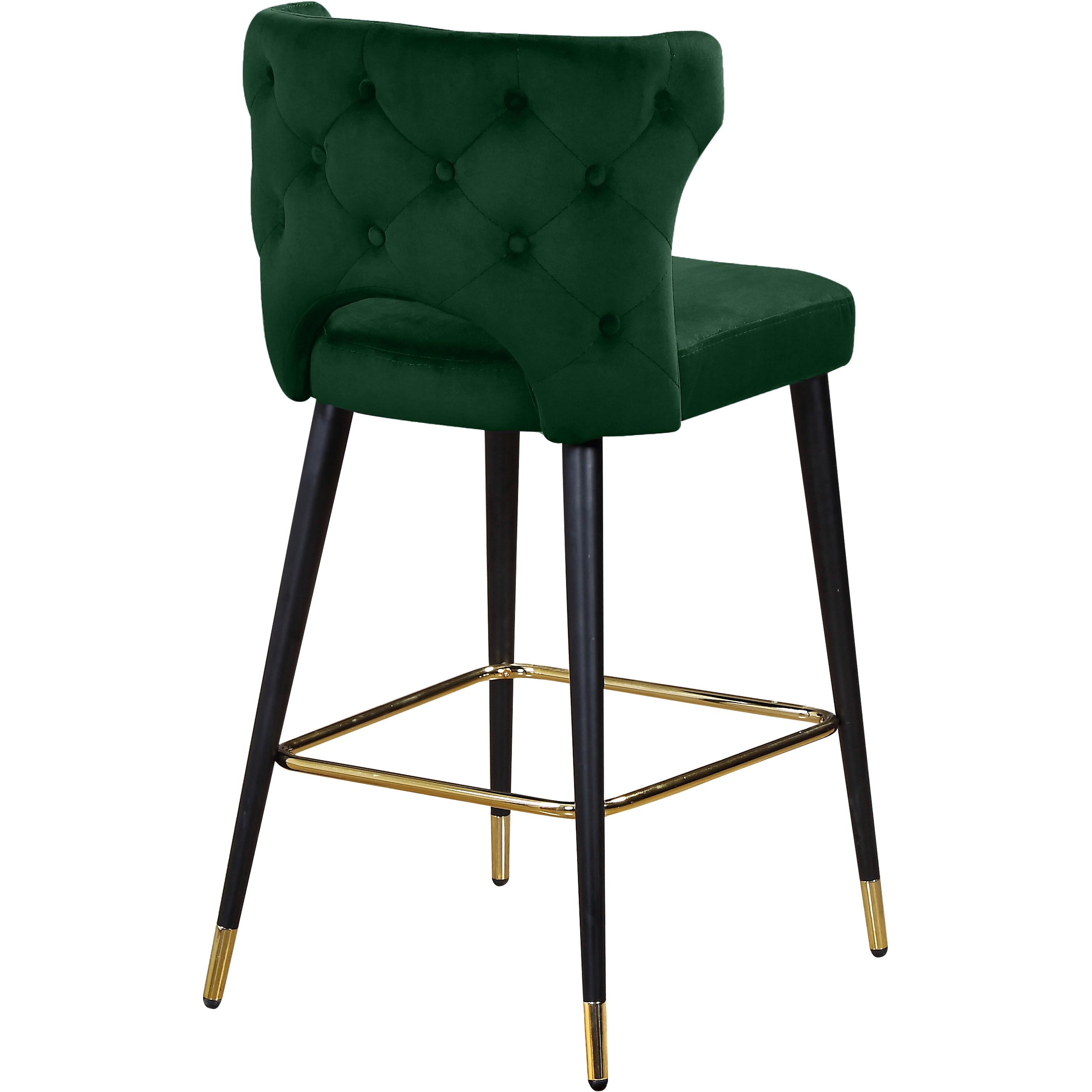 Meridian Kelly Green Velvet Stool