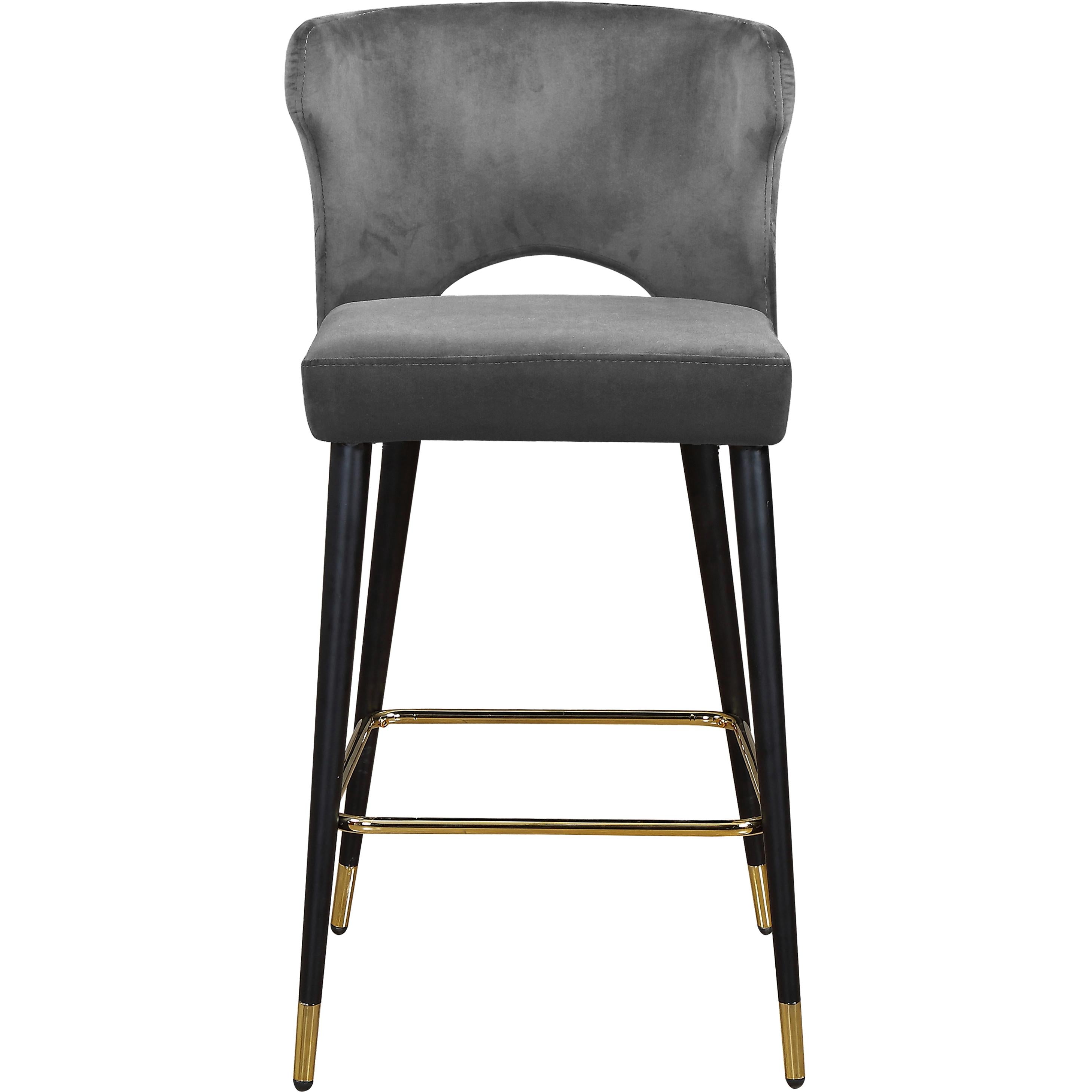 Meridian Kelly Grey Velvet Stool
