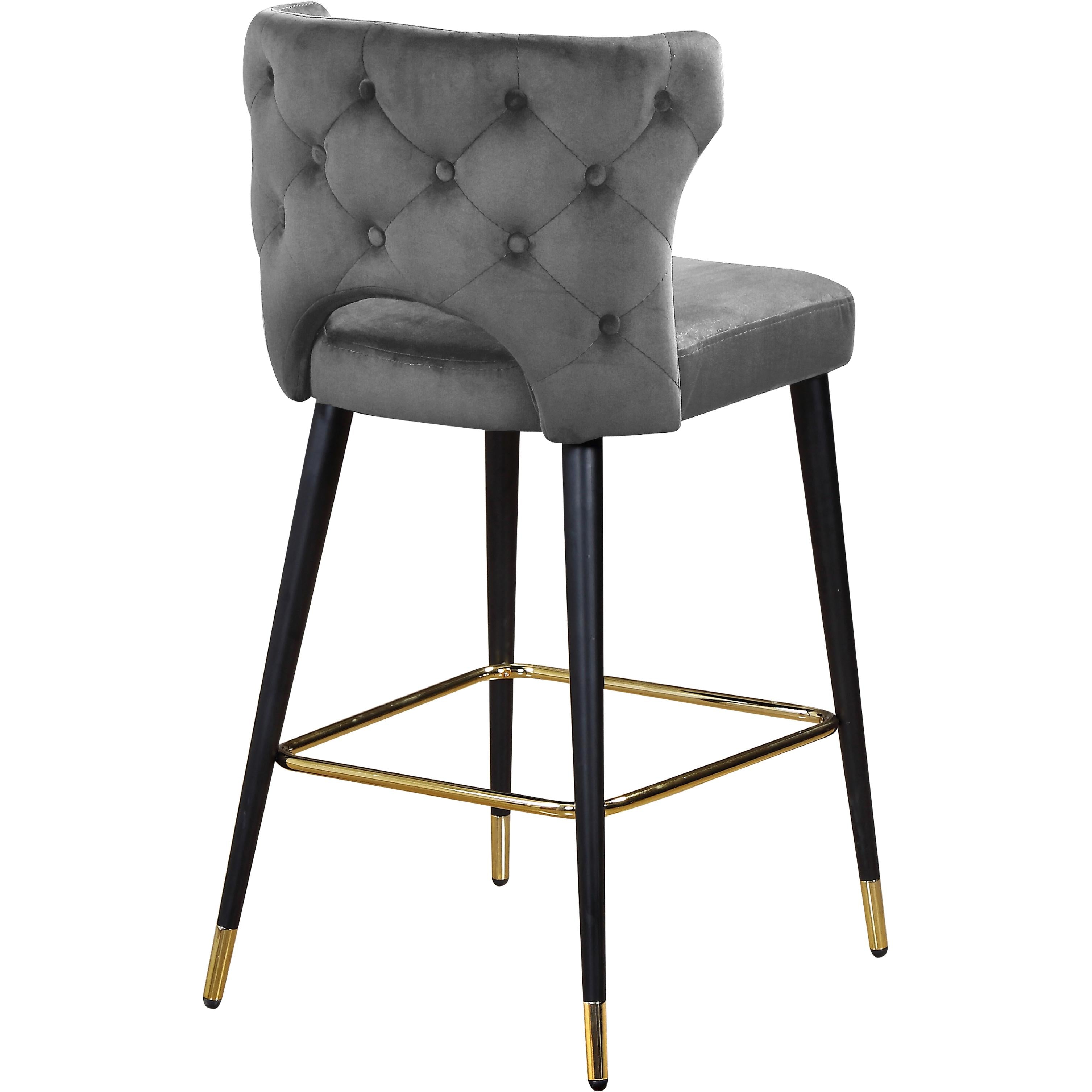 Meridian Kelly Grey Velvet Stool