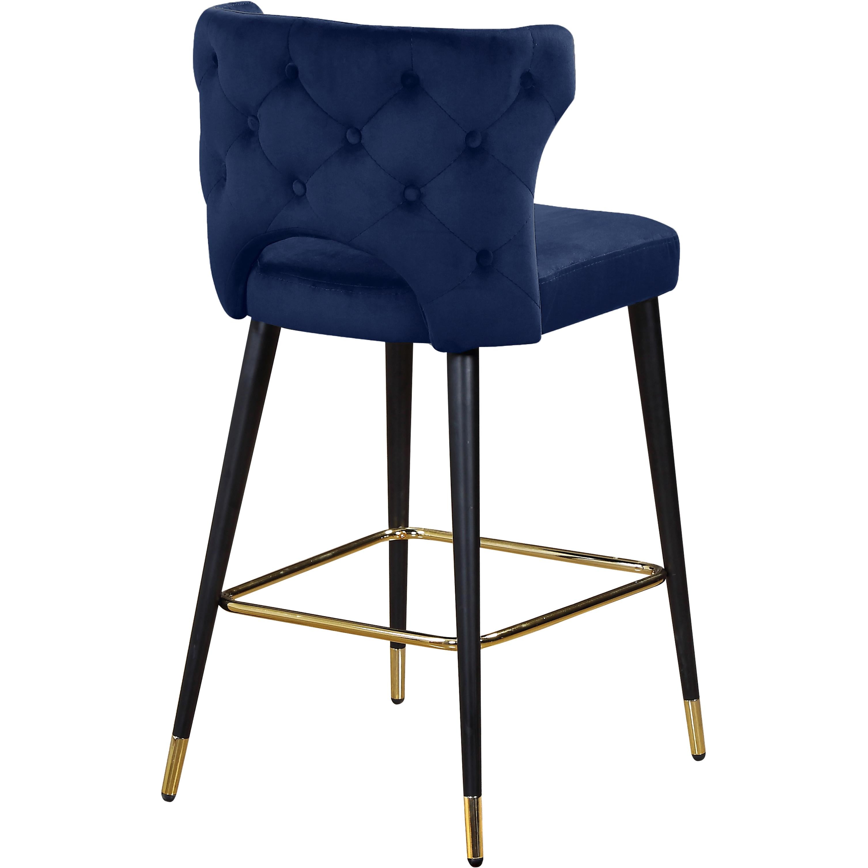 Meridian Kelly Navy Velvet Stool