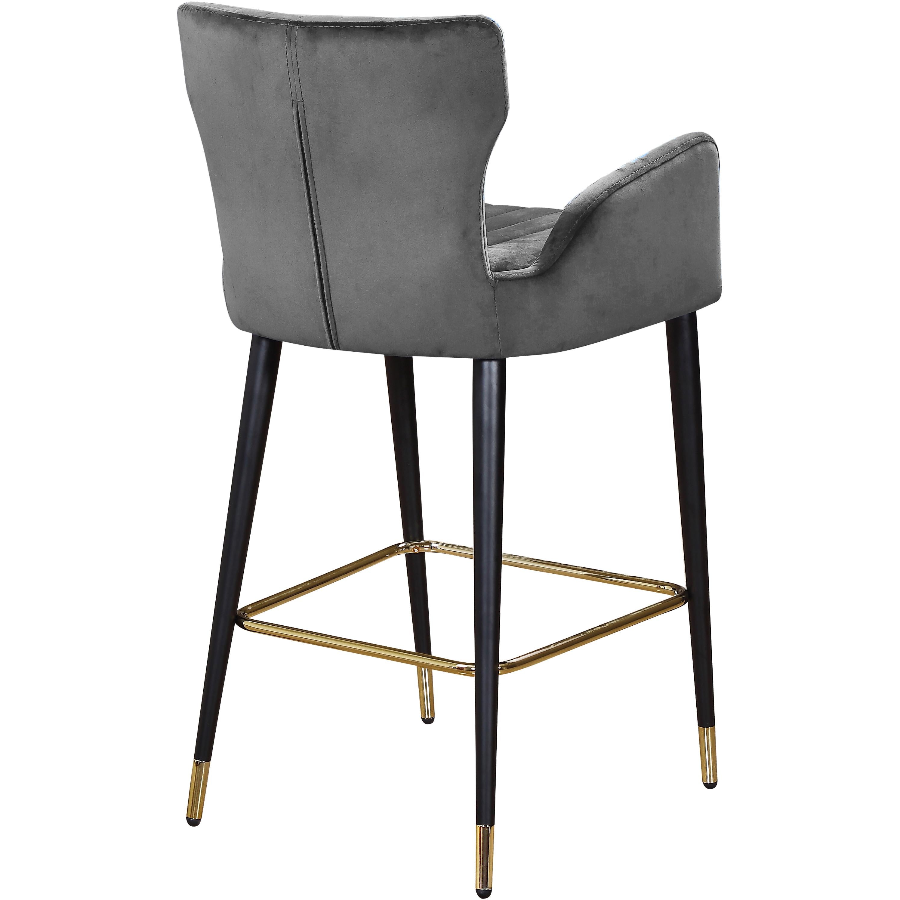 Meridian Luxe Grey Velvet Stool