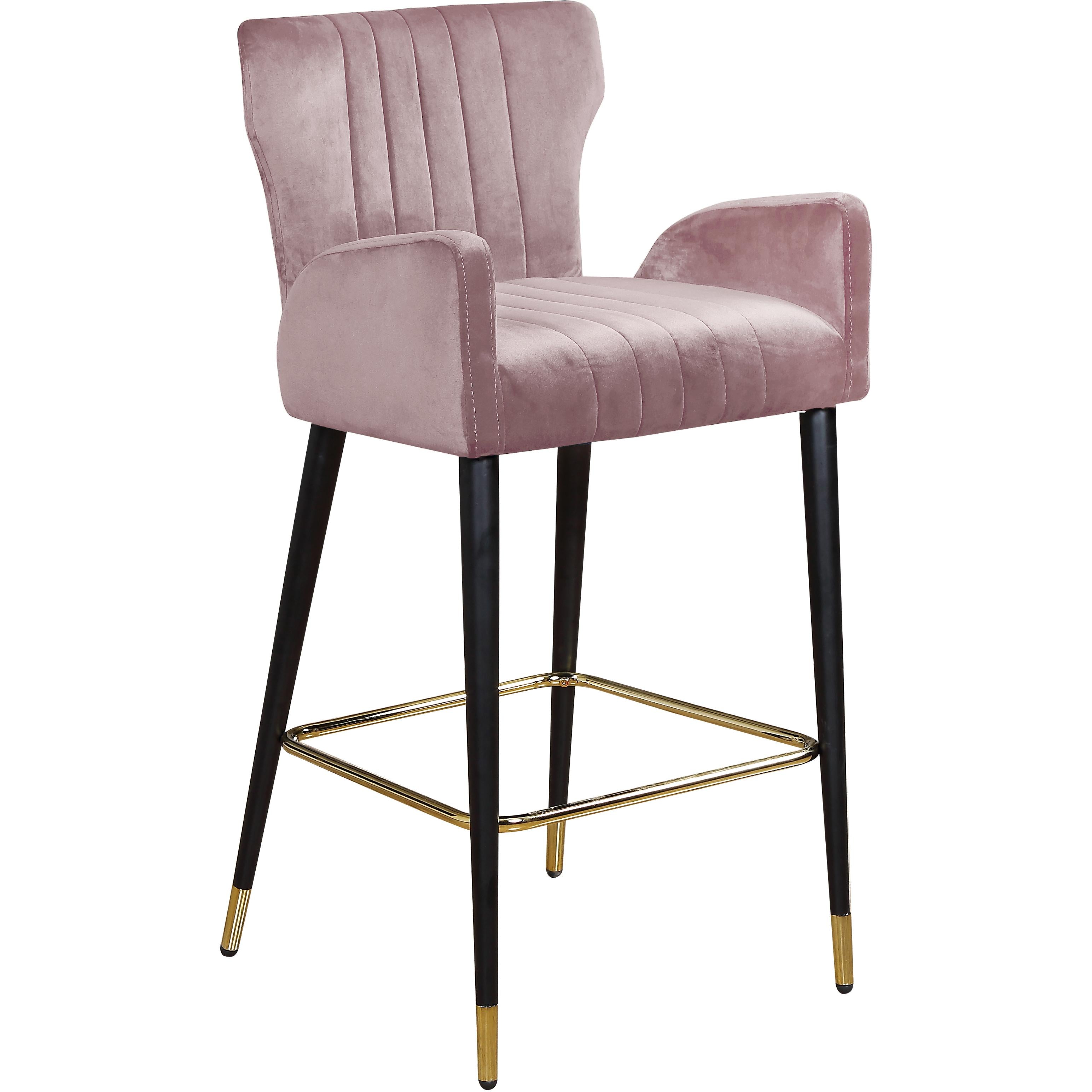 Meridian Luxe Pink Velvet Stool
