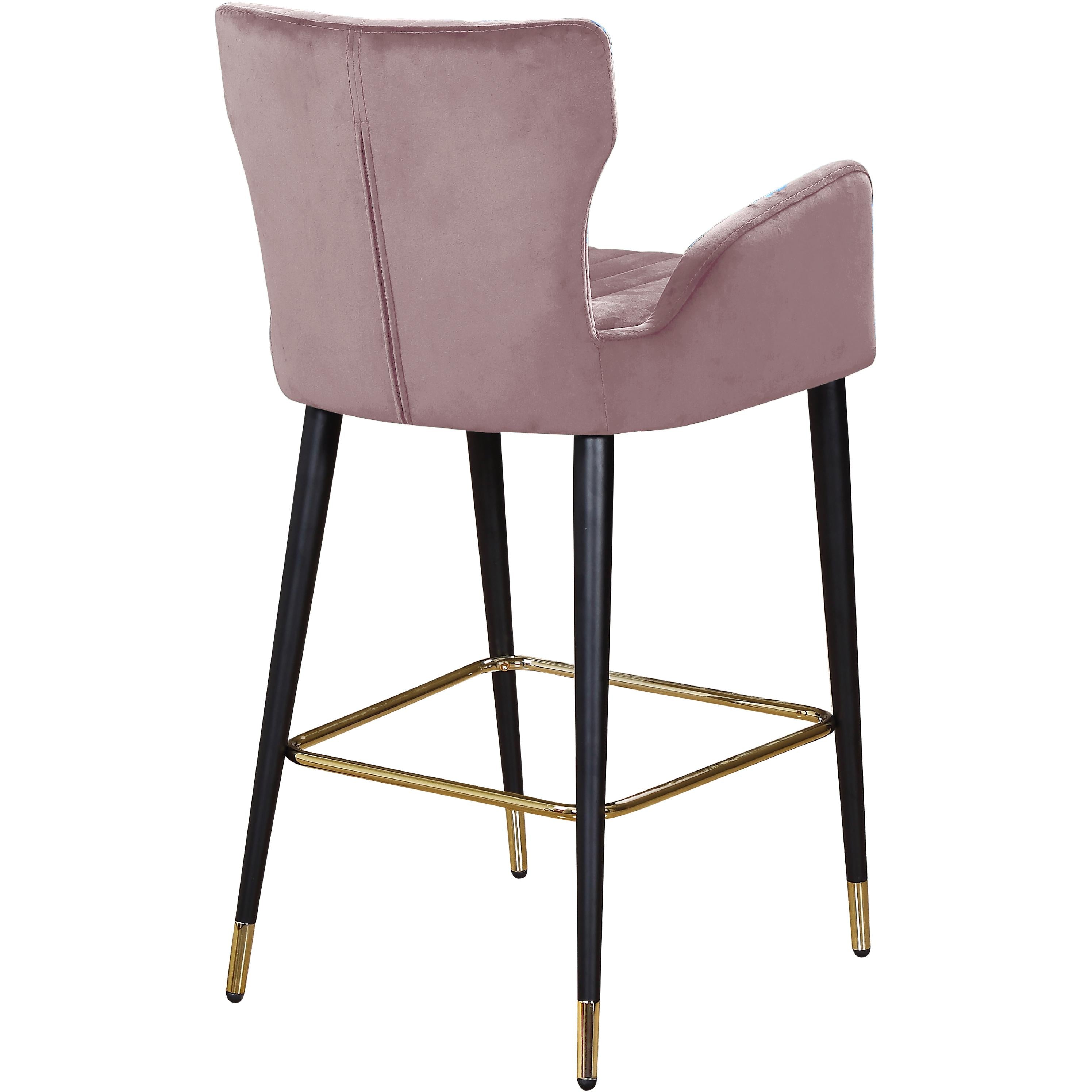 Meridian Luxe Pink Velvet Stool