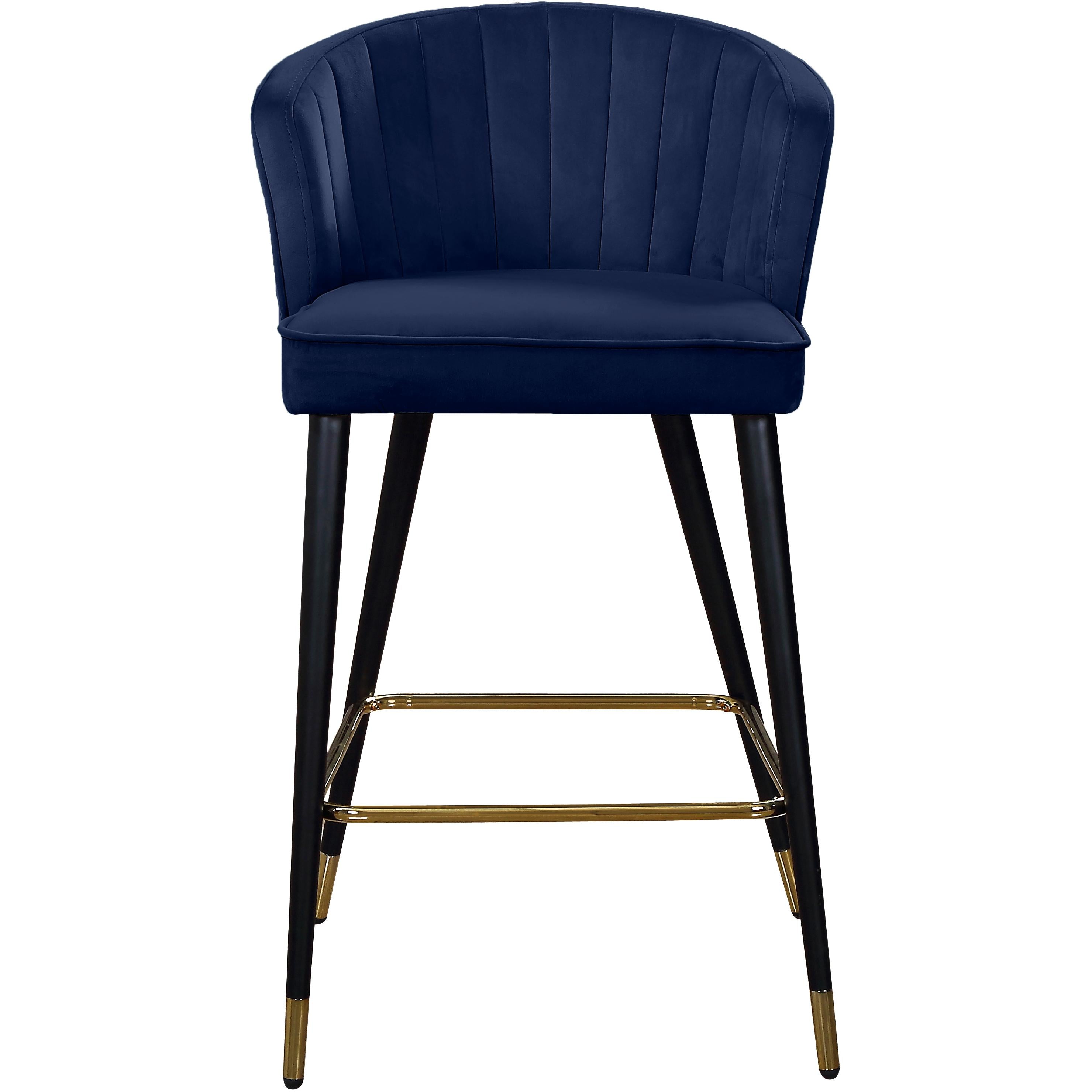 Meridian Cassie Navy Velvet Stool