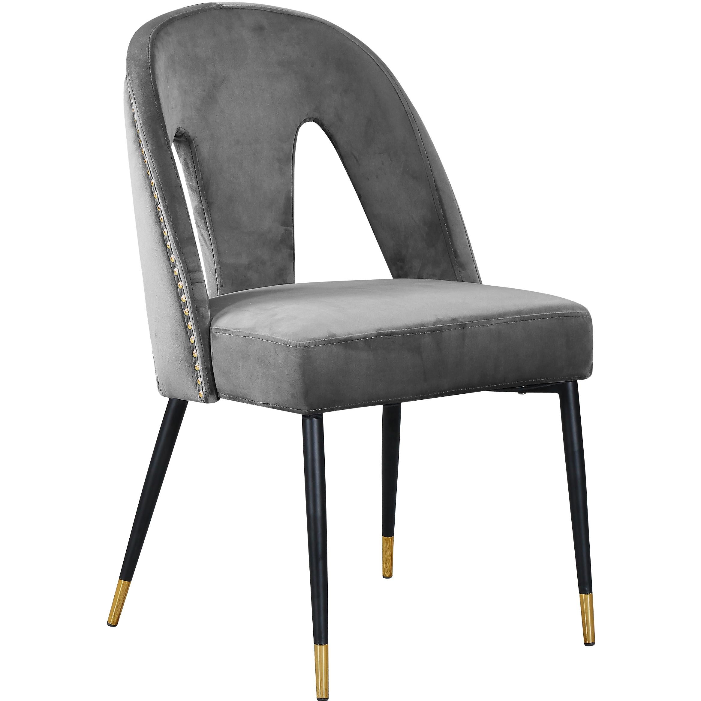 Meridian Akoya Grey Velvet Dining Chair