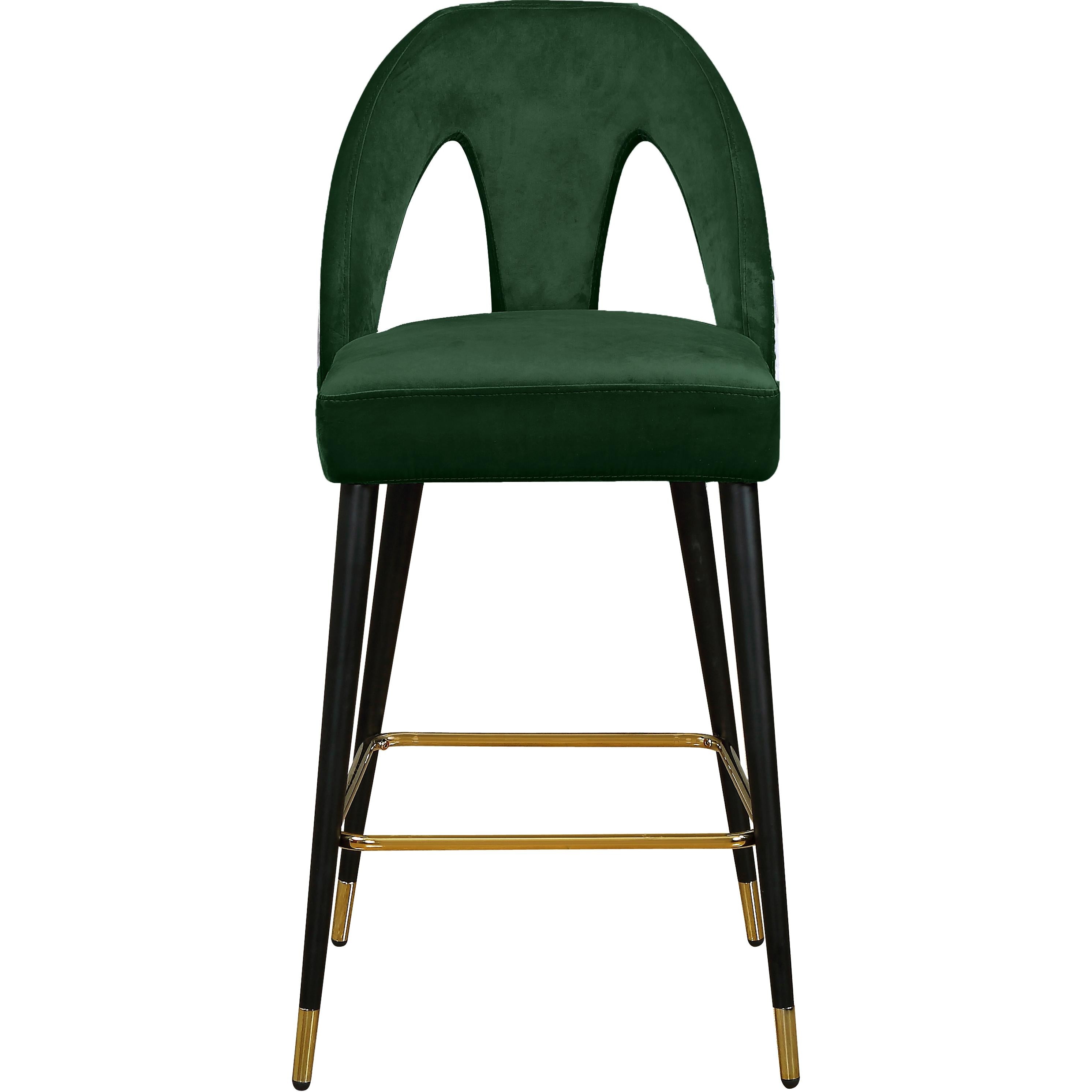 Meridian Akoya Green Velvet Stool