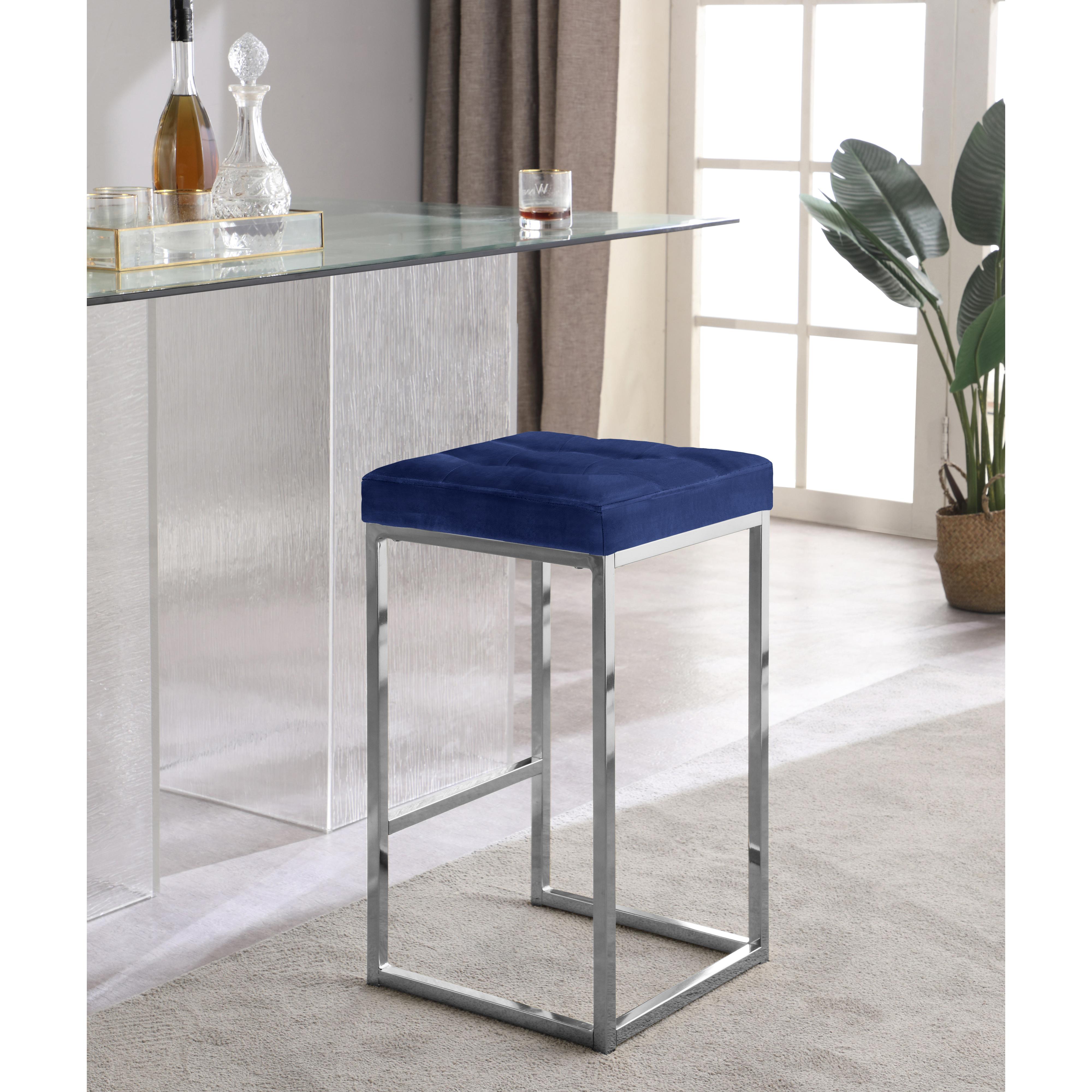 Meridian Nicola Navy Velvet Stool