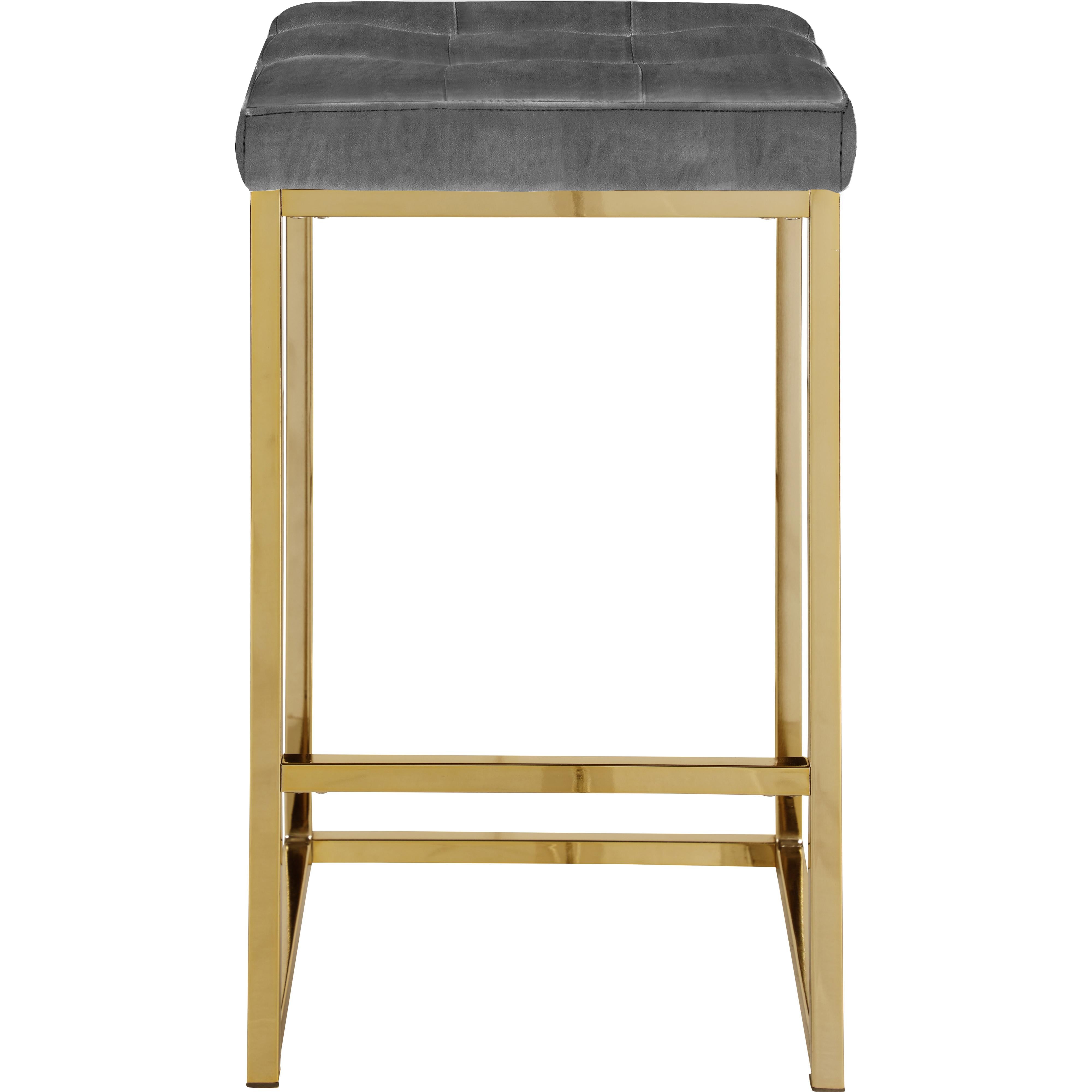 Meridian Nicola Grey Velvet Stool
