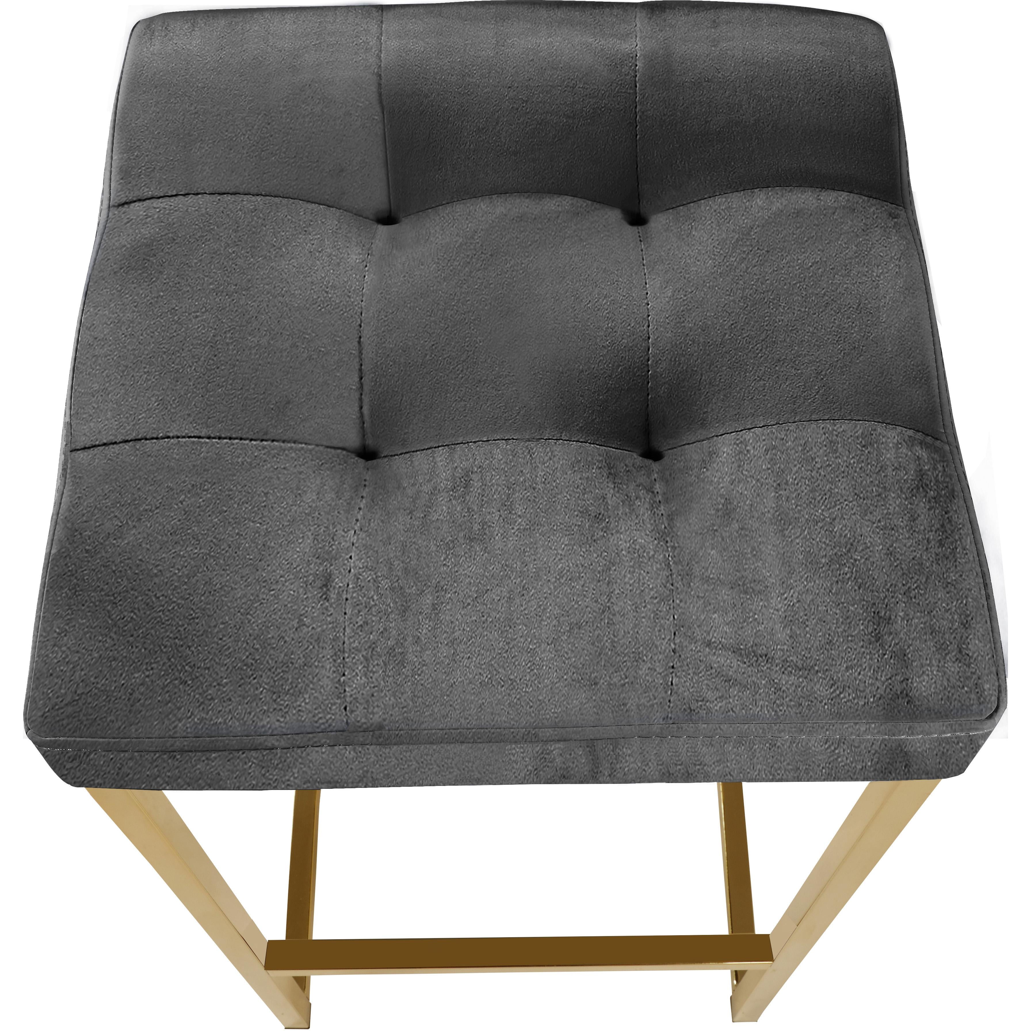 Meridian Nicola Grey Velvet Stool