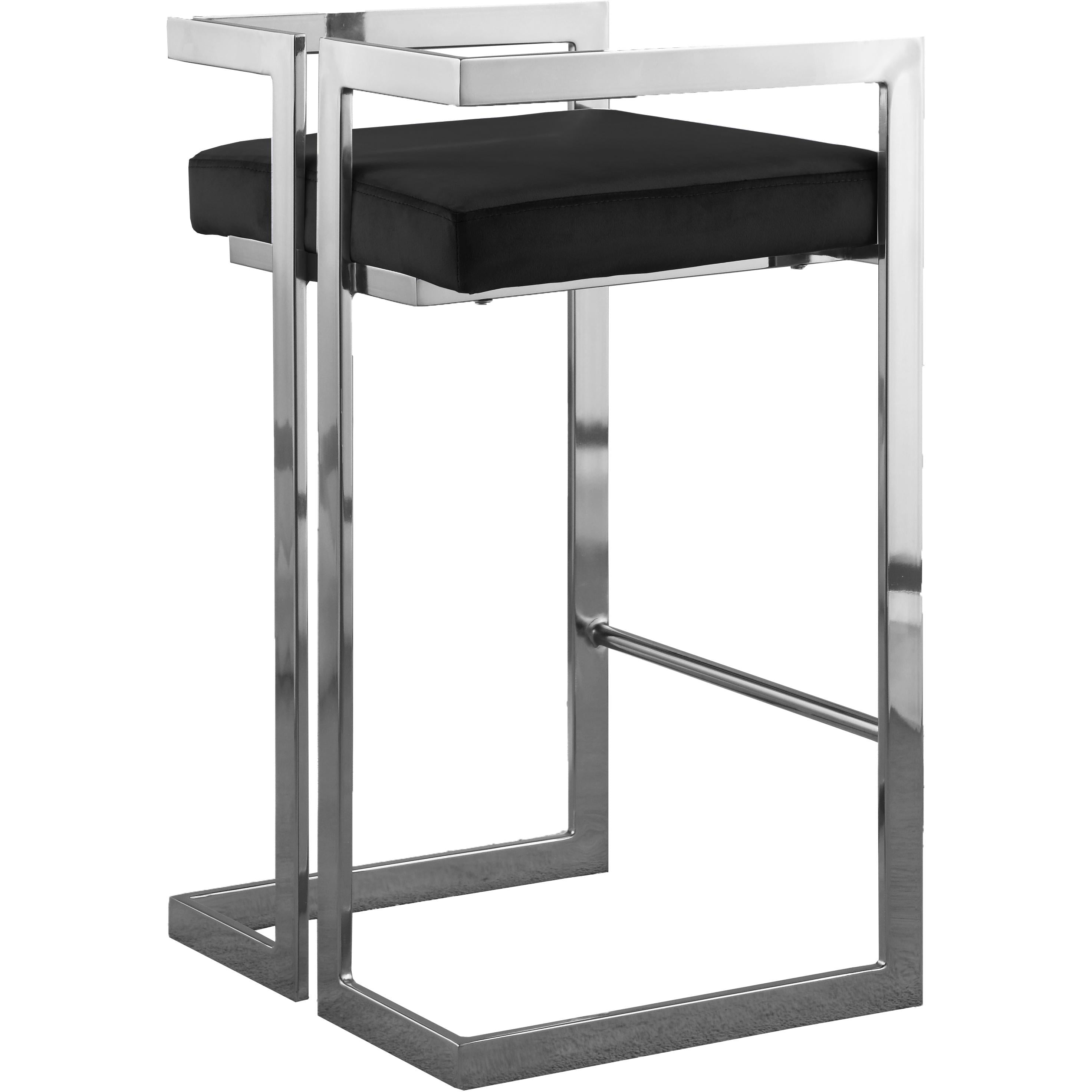 Meridian Ezra Black Velvet Stool