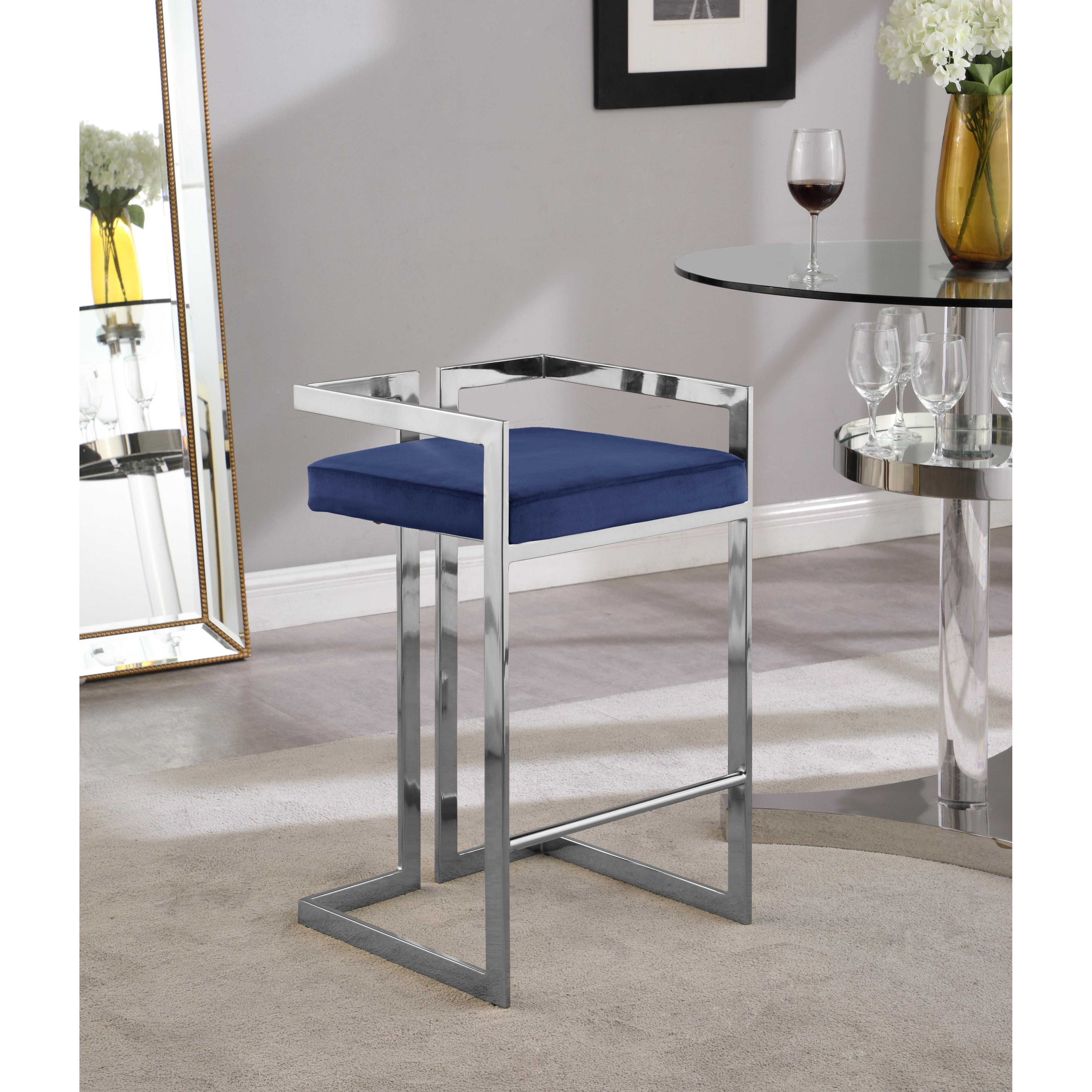 Meridian Ezra Navy Velvet Stool