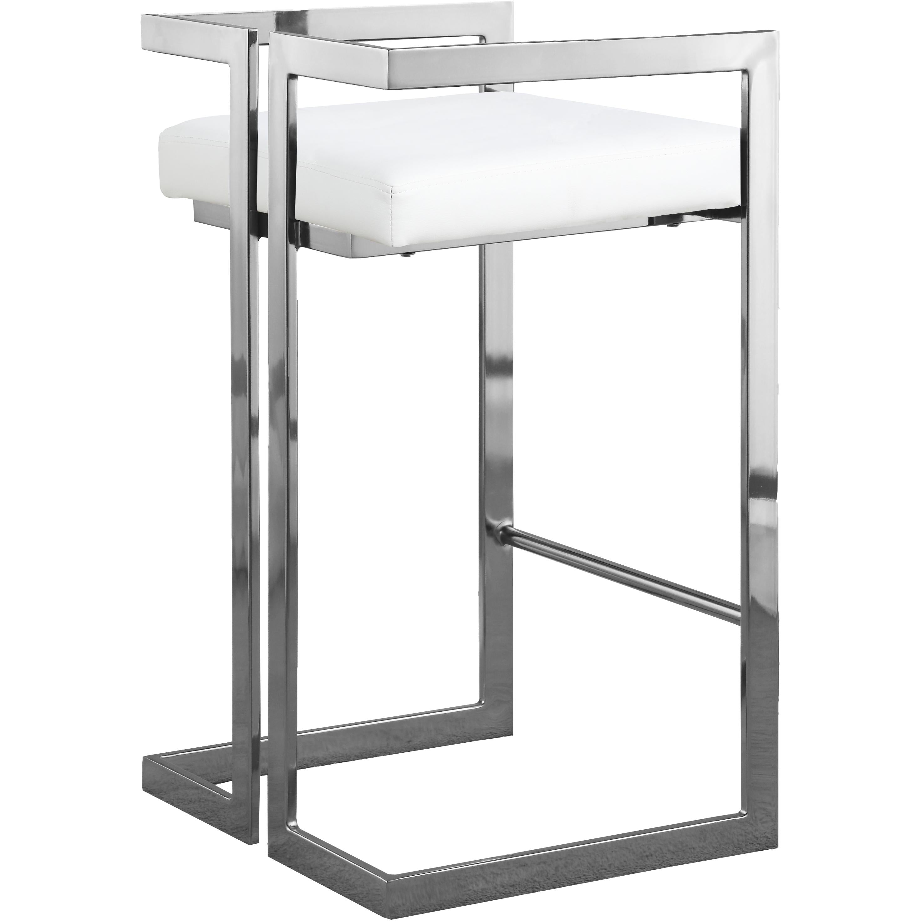 Meridian Ezra White Vegan Leather Stool