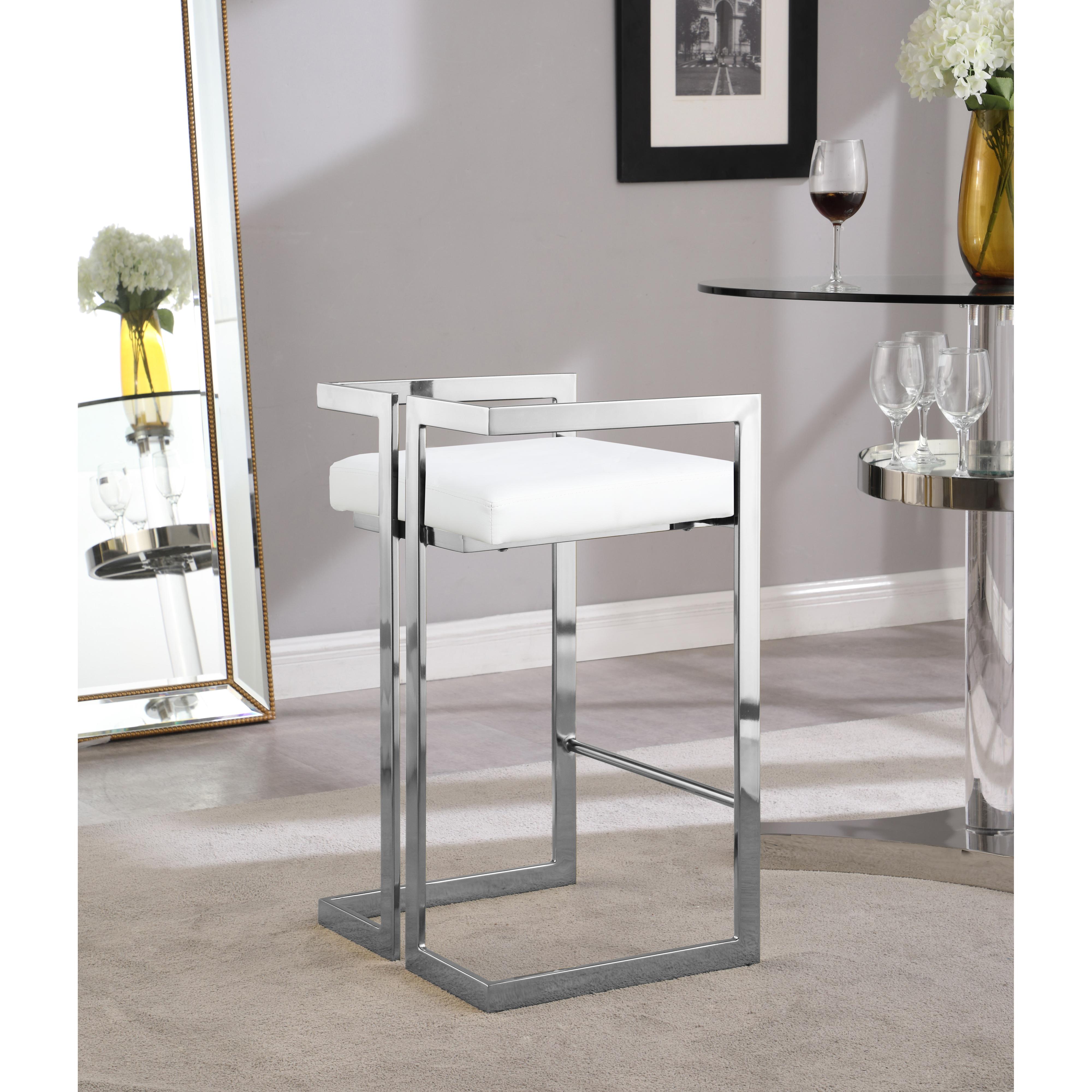 Meridian Ezra White Vegan Leather Stool