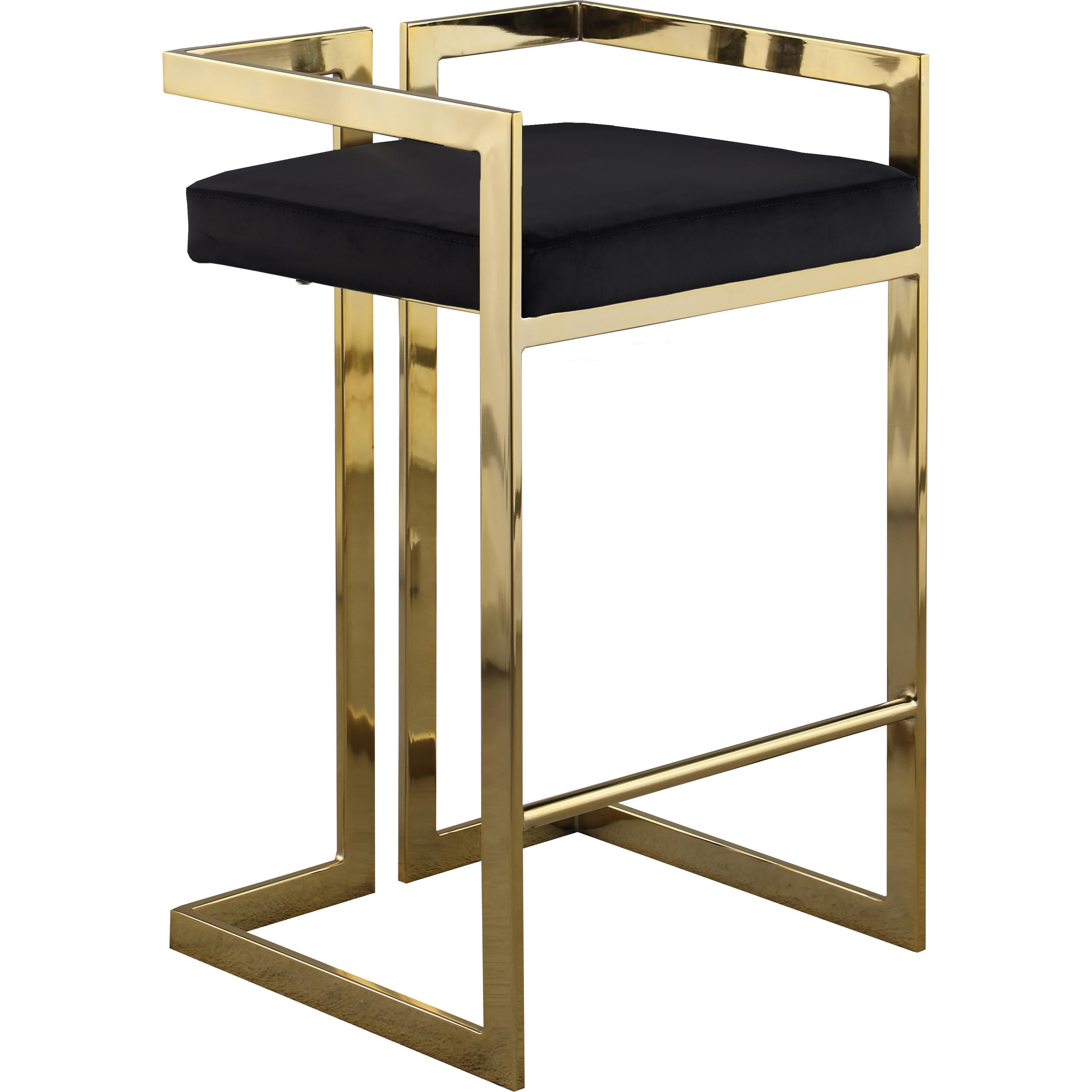 Meridian Ezra Black Velvet Stool