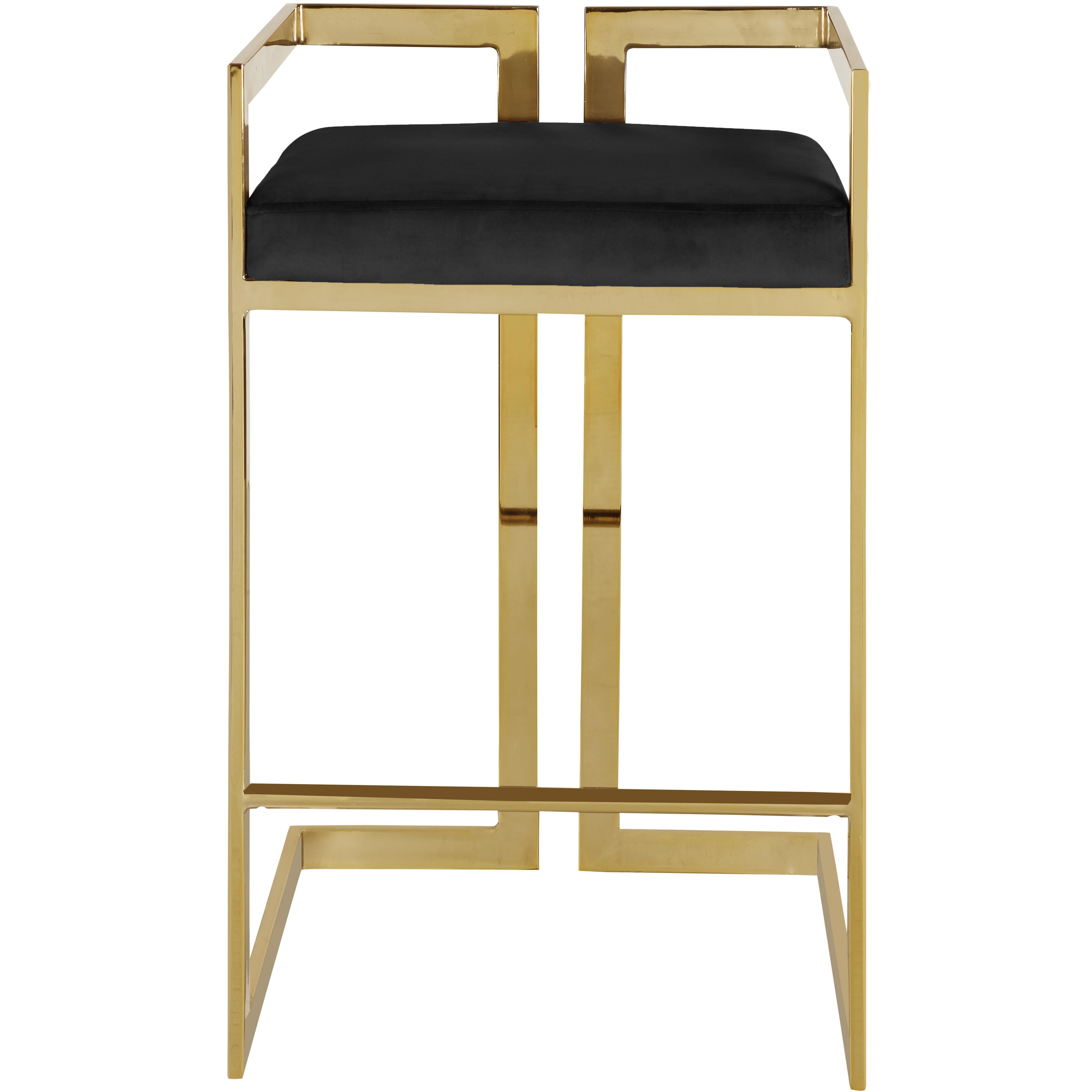 Meridian Ezra Black Velvet Stool