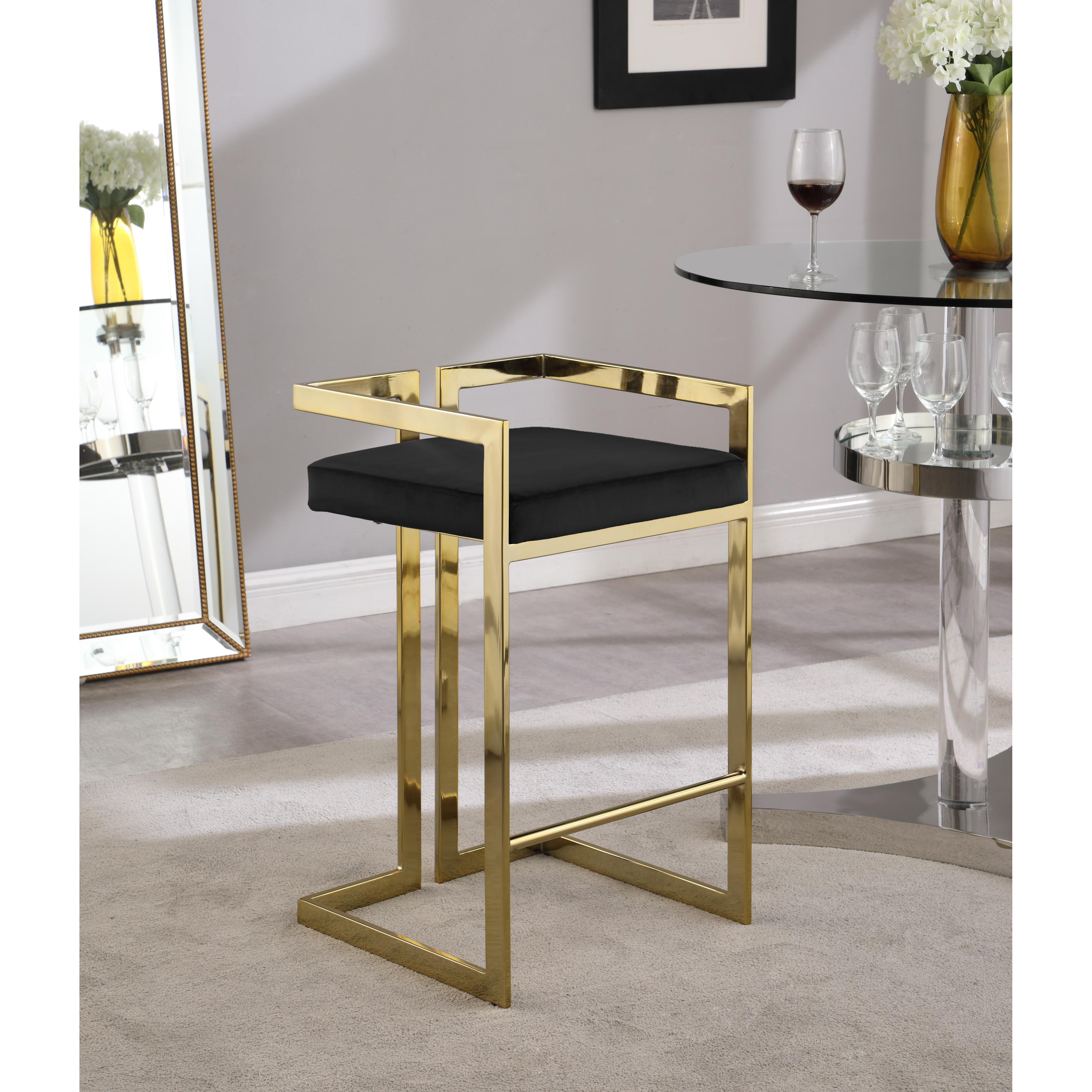 Meridian Ezra Black Velvet Stool