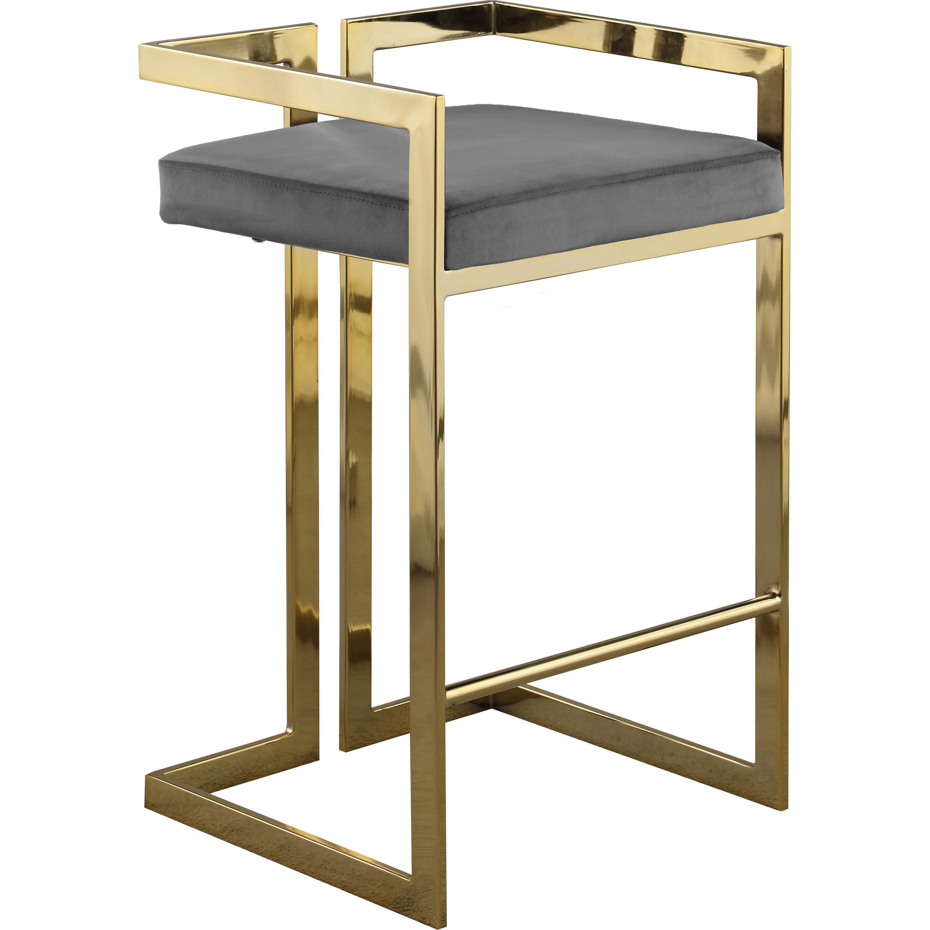 Meridian Ezra Grey Velvet Stool